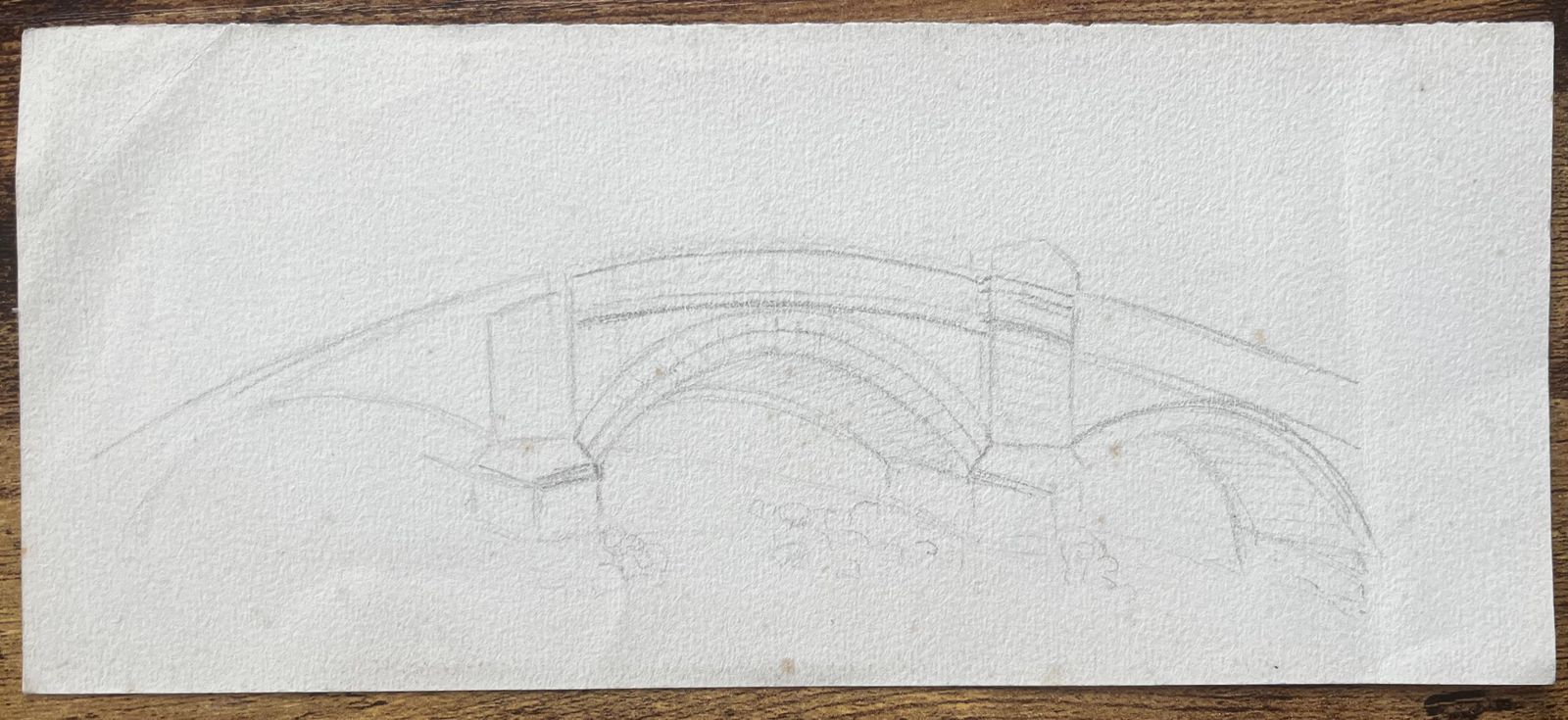 Anthony Herbertstone Bridge River Scene With Trees And Townhouse Pencil Drawing photo vinterior