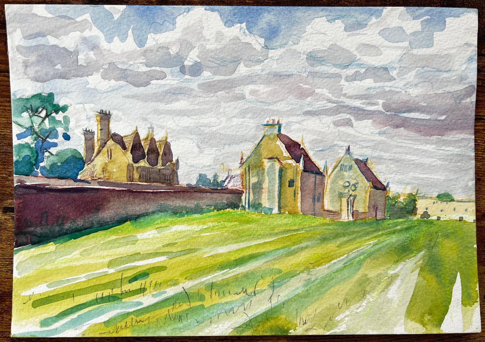 John Steane (B.1931)water Eaton Manor House Oxfordshire Historic Buildings And Open Field View photo furniture