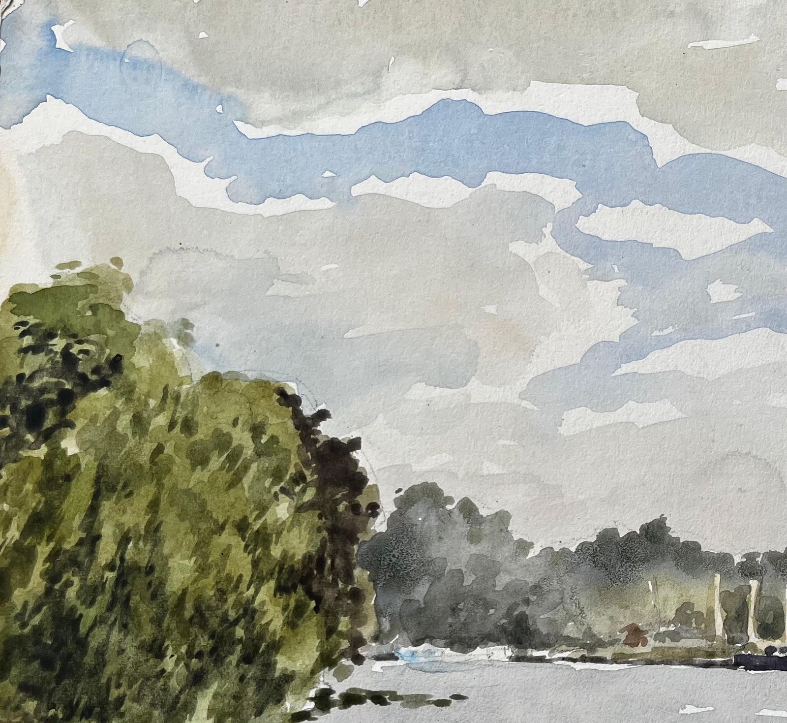 Anthony Herbertriver Thames Landscape At Cookham With Boats And Trees Under Summer Sky 19761996 photo 510.0