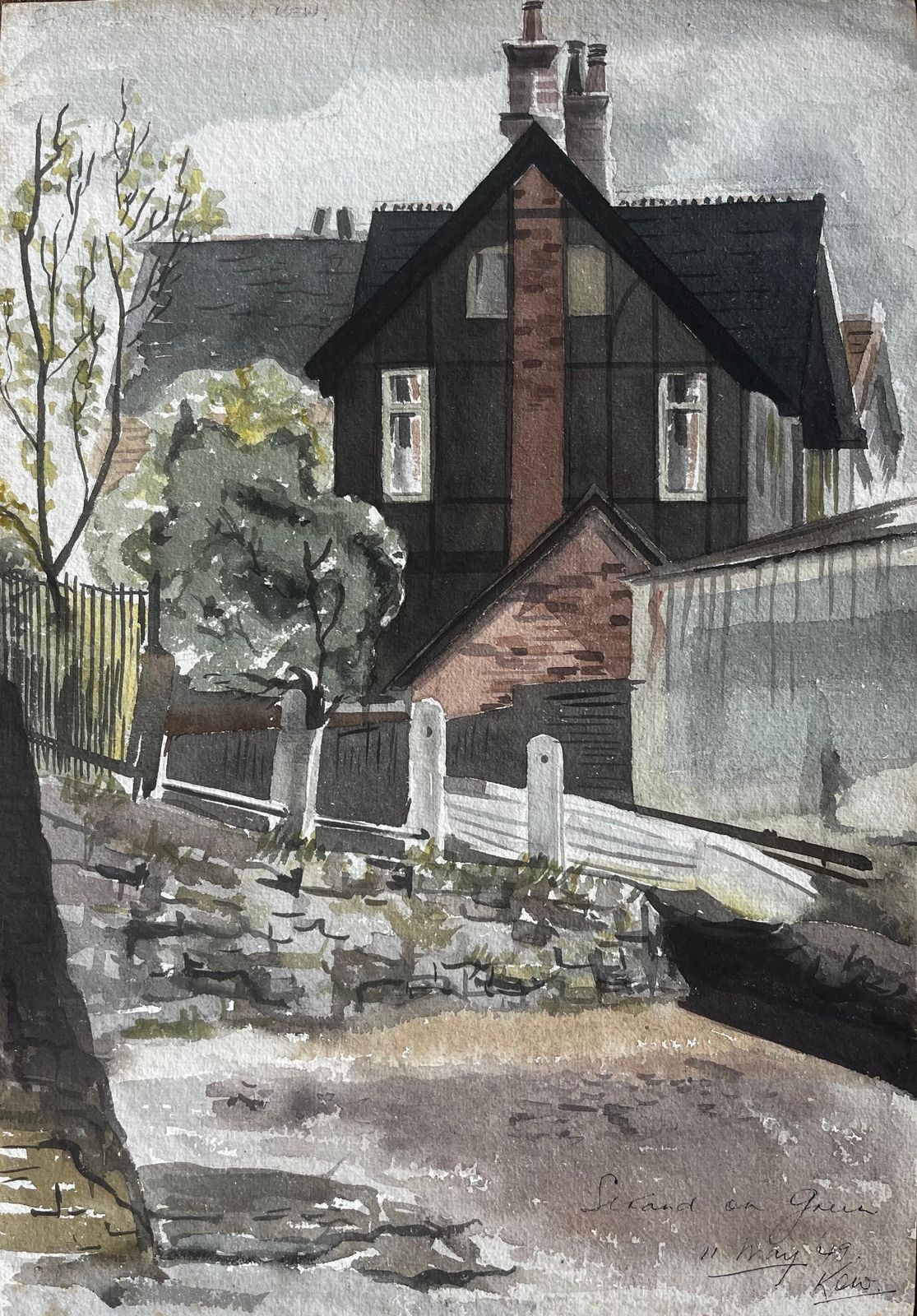 Anthony Herbertstrand On The Green Kew London Watercolour Of Historic Riverside House 1949