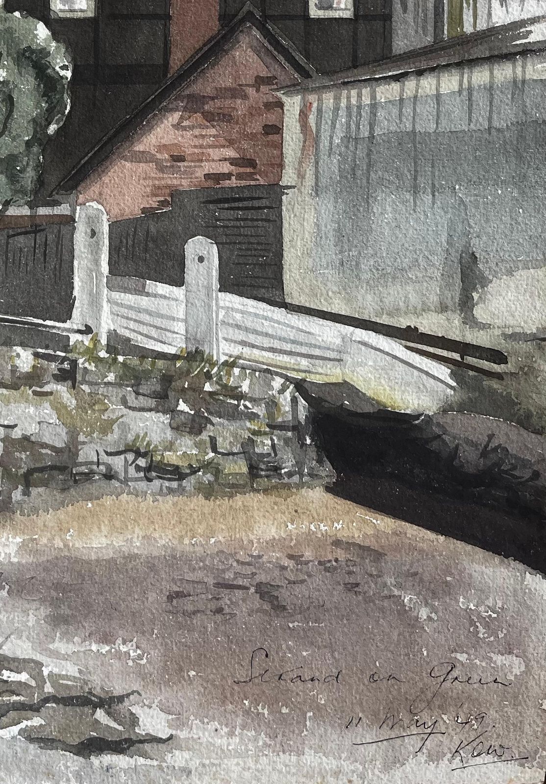 Anthony Herbertstrand On The Green Kew London Watercolour Of Historic Riverside House 1949 photo Art