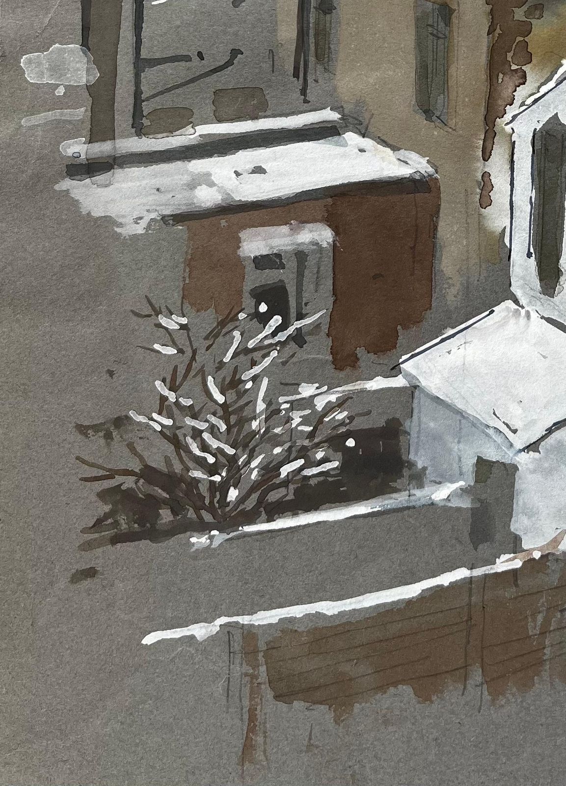 Anthony Herbertsnow Covered Rooftops In South London Watercolour Scene Winter 19811981 photo Art