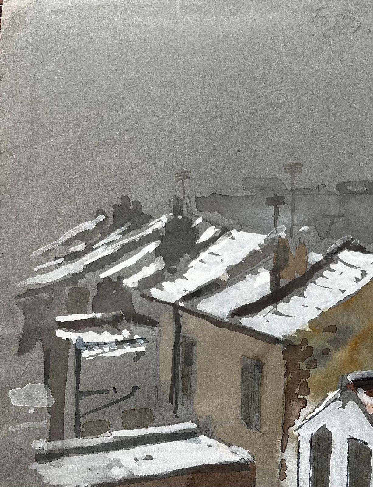 Anthony Herbertsnow Covered Rooftops In South London Watercolour Scene Winter 19811981 photo vinterior