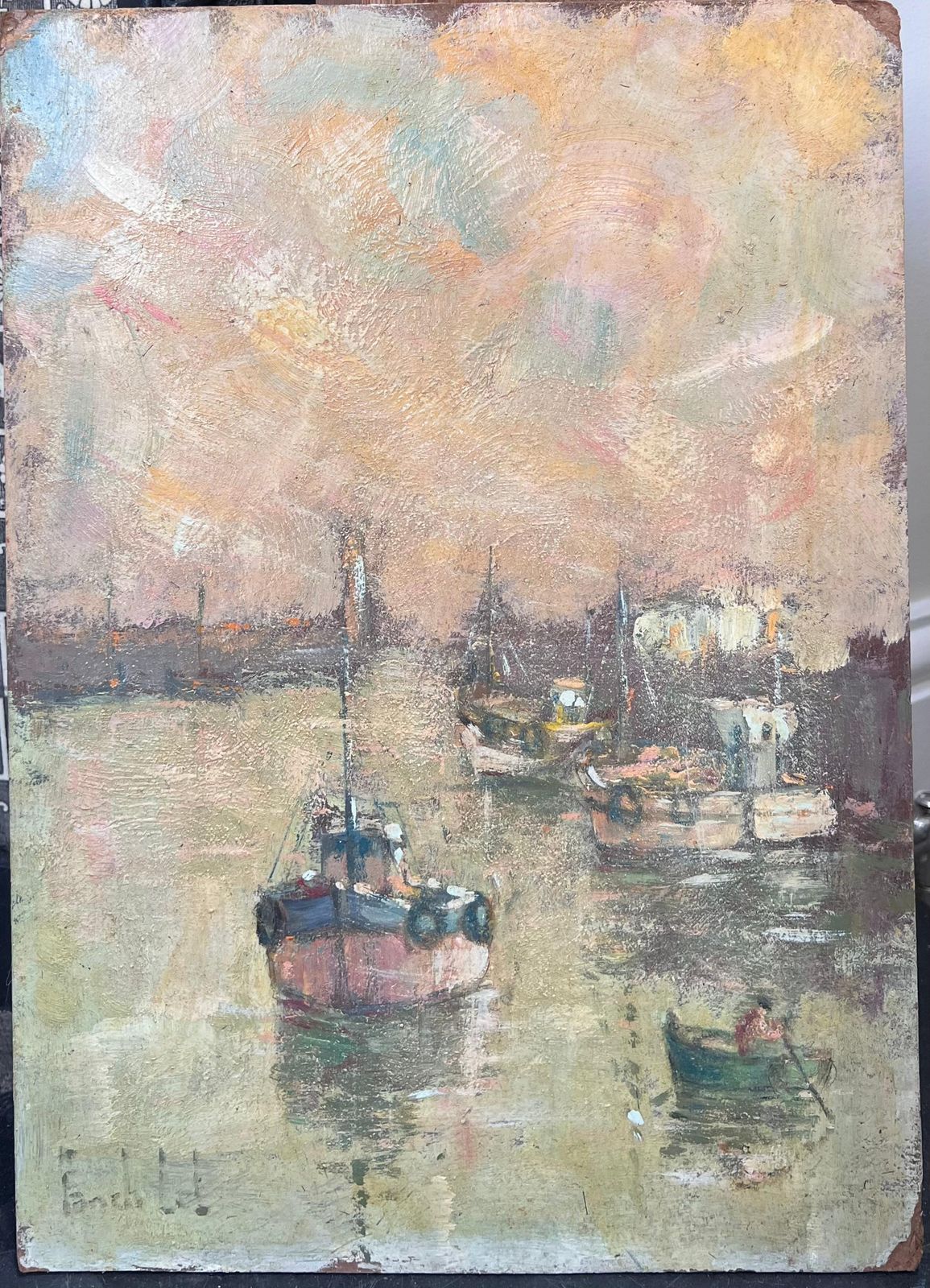Fanch Lelsailing Boat And Rowing Boat Arriving At The Harbour French Oil Painting photo furniture