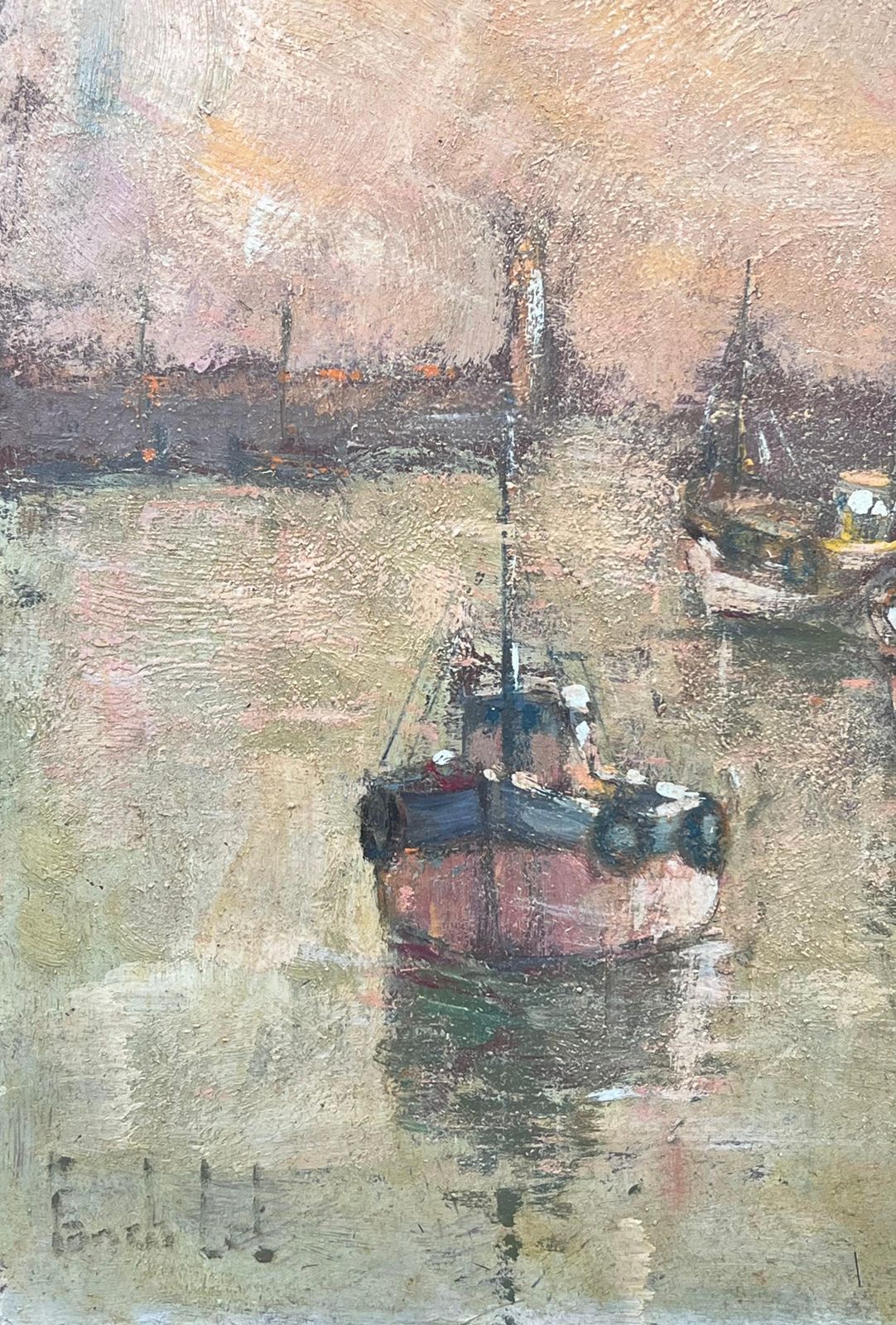 Fanch Lelsailing Boat And Rowing Boat Arriving At The Harbour French Oil Painting photo 534.0