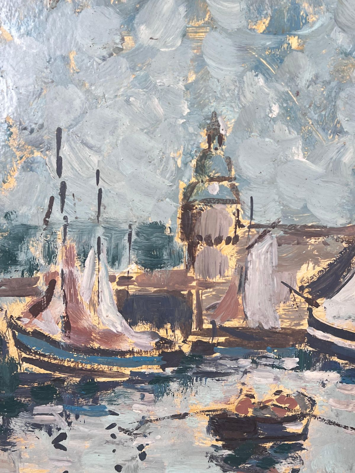 Fanch Lelrowing Boat Entering The Busy Harbour Full Of Sailing Boat Landscape Painting photo Art