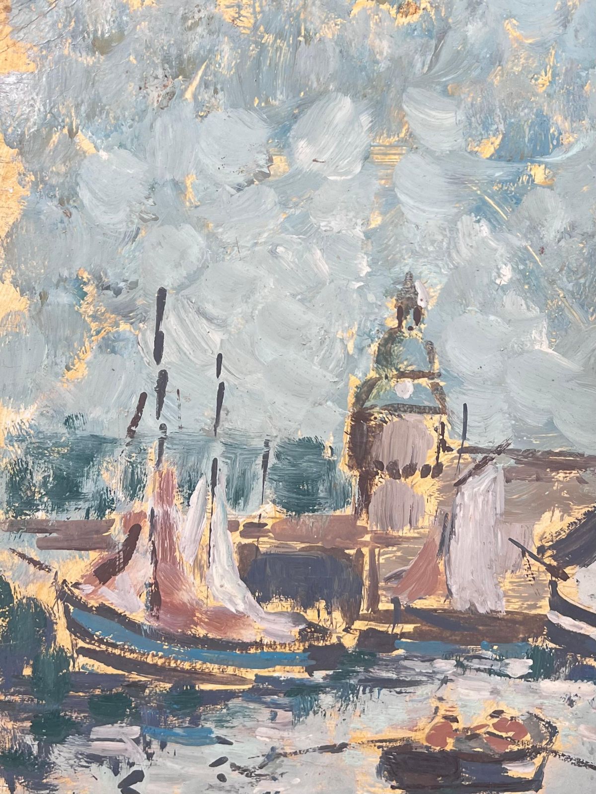 Fanch Lelrowing Boat Entering The Busy Harbour Full Of Sailing Boat Landscape Painting photo buy