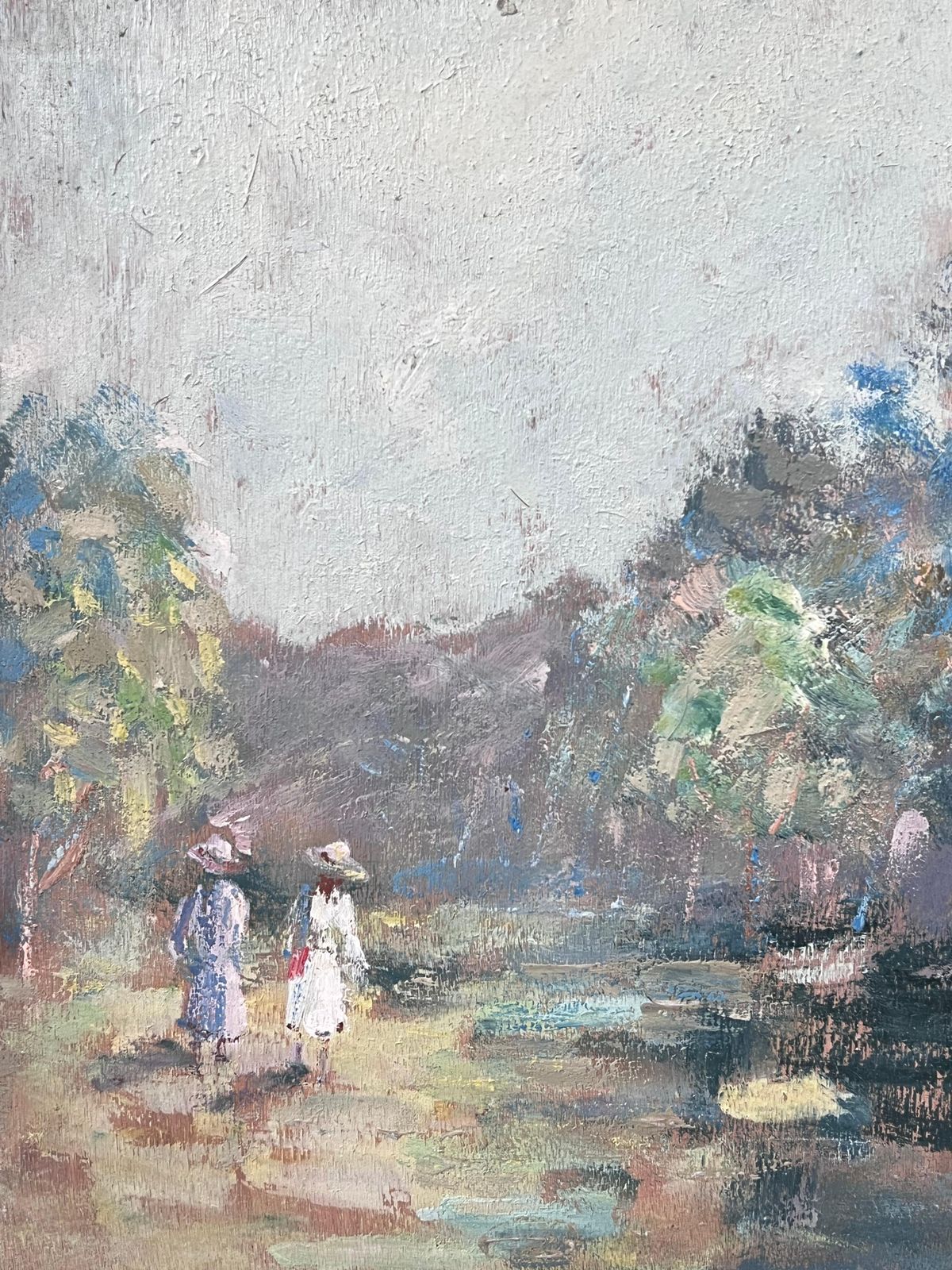 Fanch Leltwo Ladies In Sun Hats Strolling Through The Woodland Landscape Oil Painting photo Art