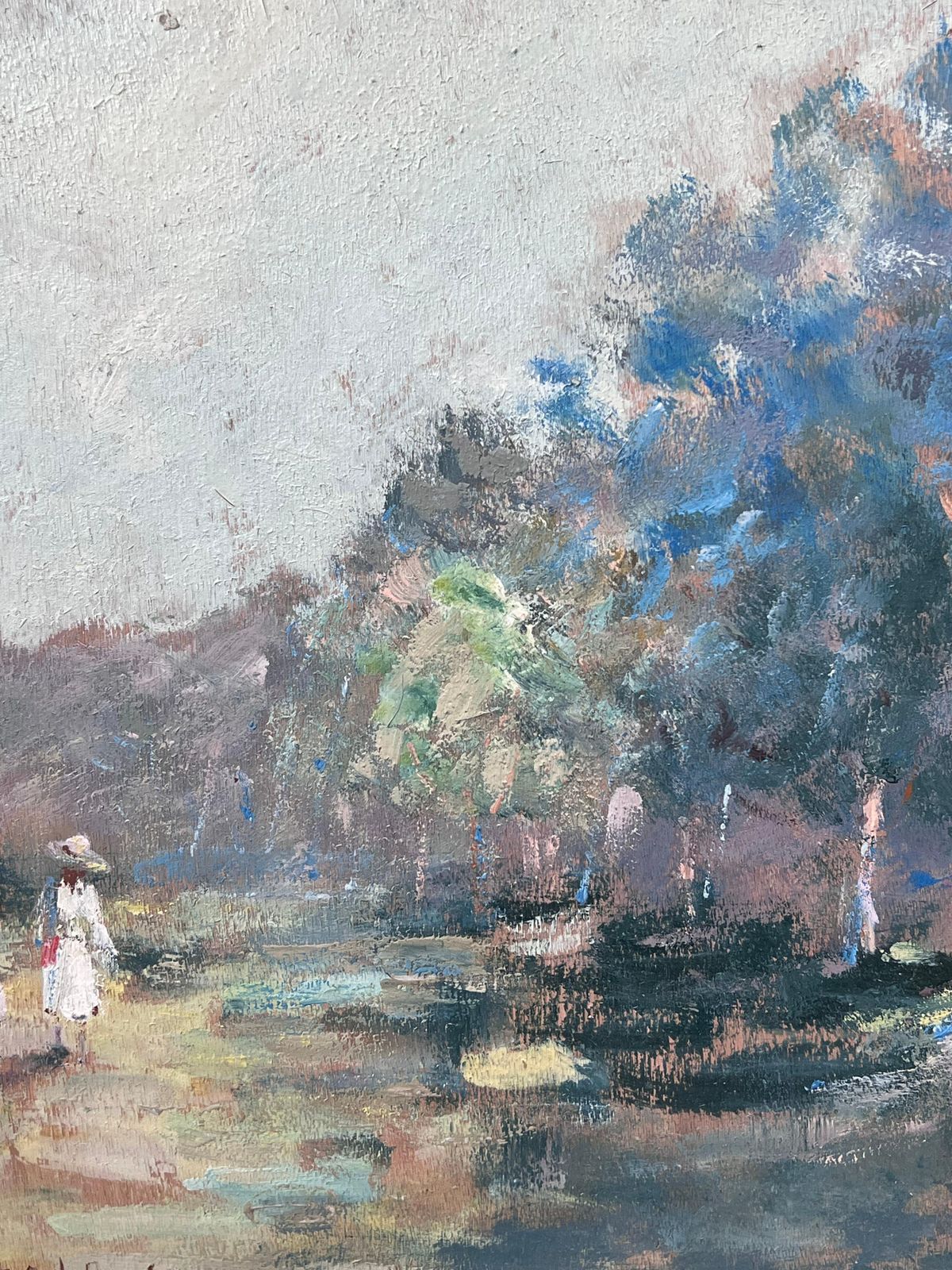 Fanch Leltwo Ladies In Sun Hats Strolling Through The Woodland Landscape Oil Painting photo 724.0