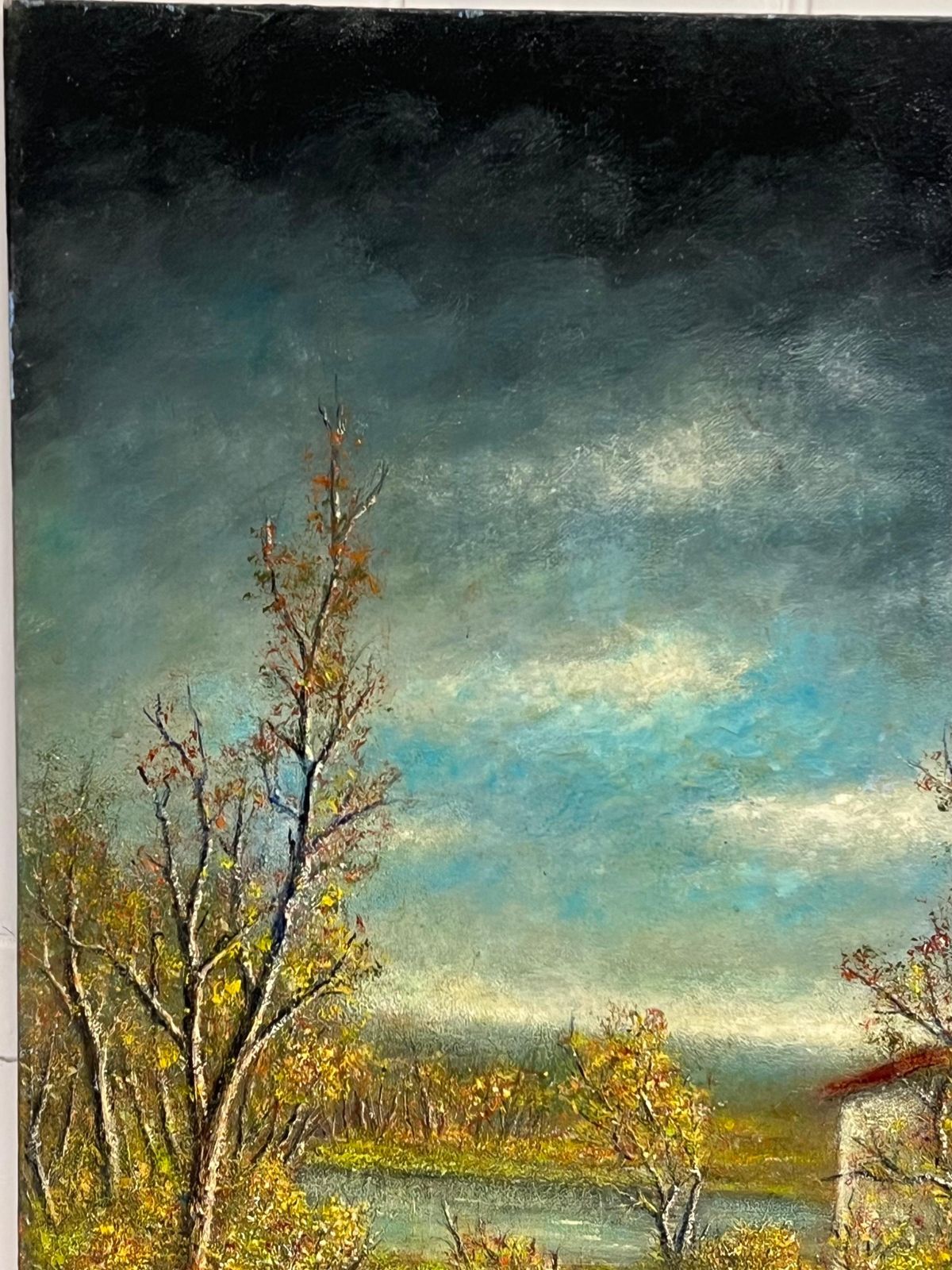 Jean Fouriemidnight Stormy Sky Over The Green River Bank Oil Painting Landscape photo vinterior