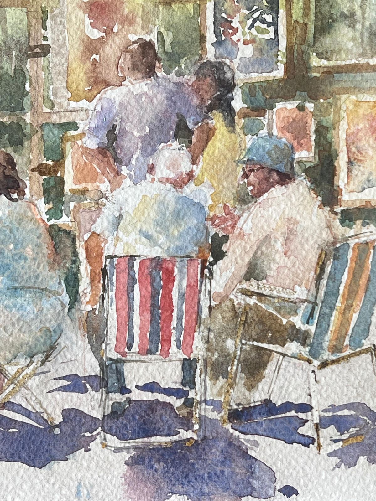 Anthony Herbertfigures Admiring And Discussing The Summer Outdoor Art Fair British Watercolour photo buy