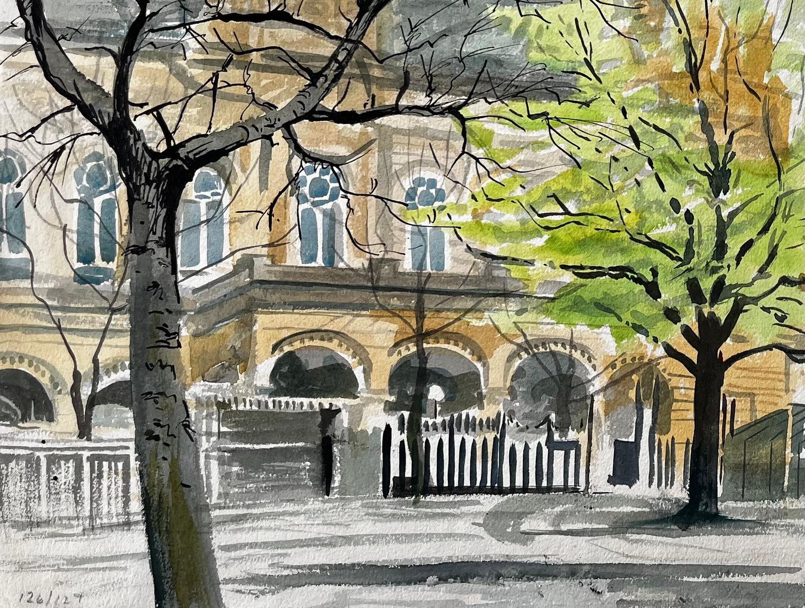 John Steane (B.1931)victorian Clocktower And Bandstand Spring Scene Watford Park Watercolour1992 photo for sale