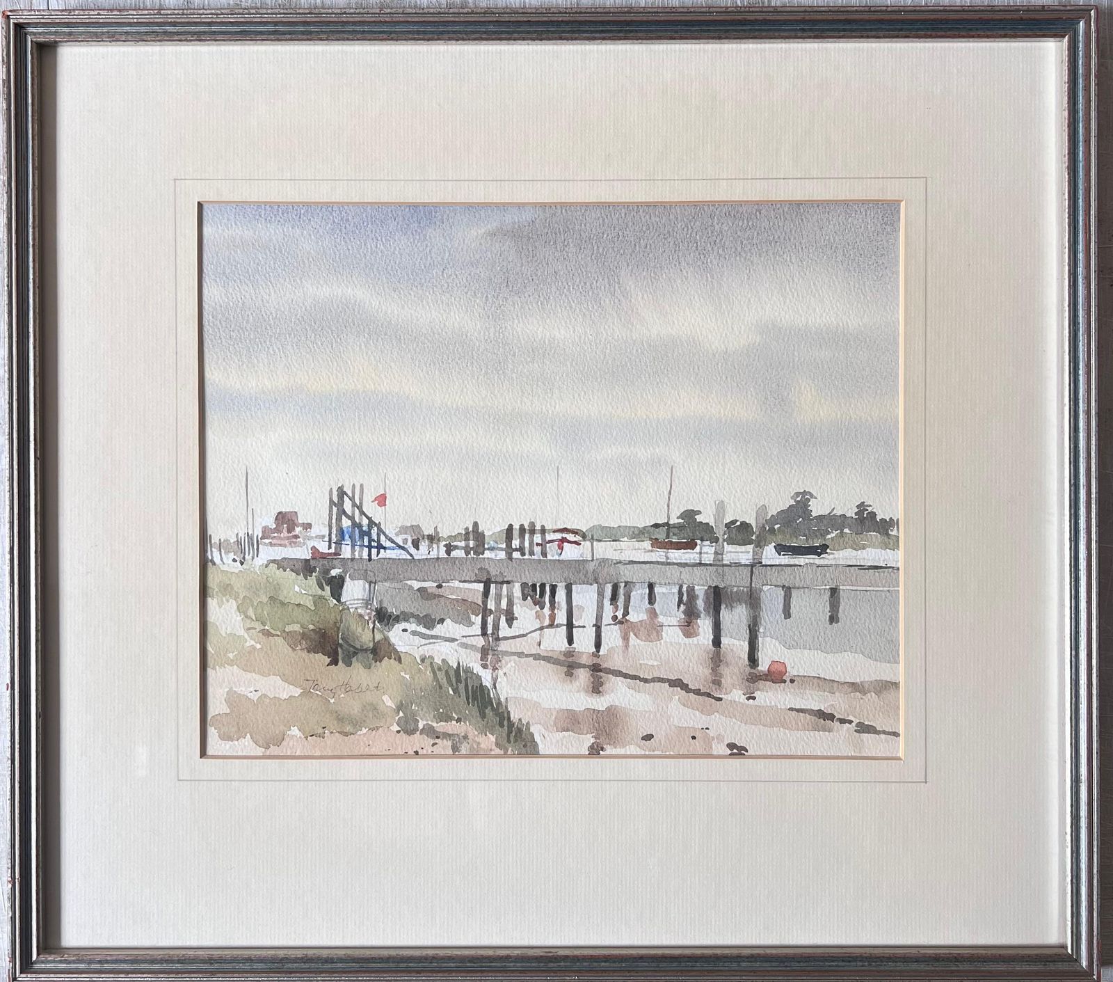 Anthony Herbertwalberswick Tidal Estuary With A Long Wooden Pier Stretching Across The Mudflats
