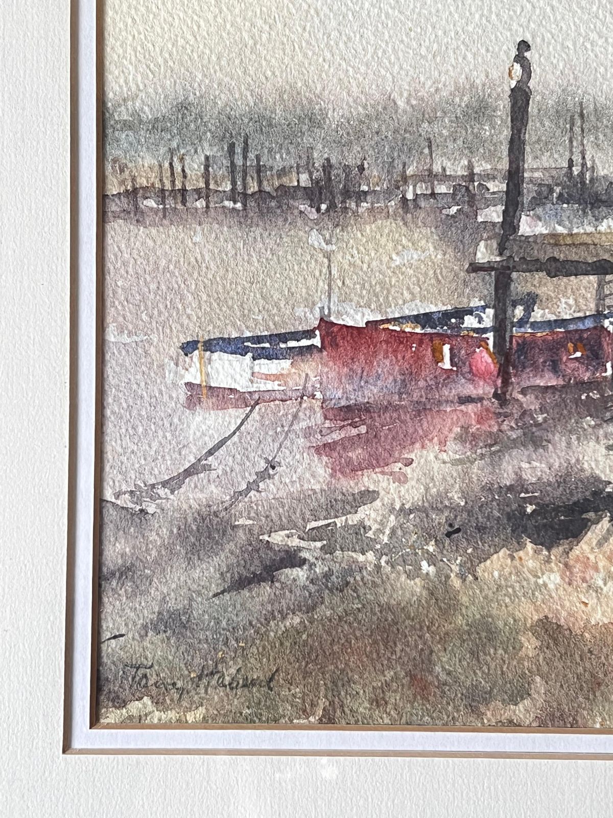 Anthony Herbertvertical Posts And Small Boats Moored Along The River Blyth Southwold photo vinterior