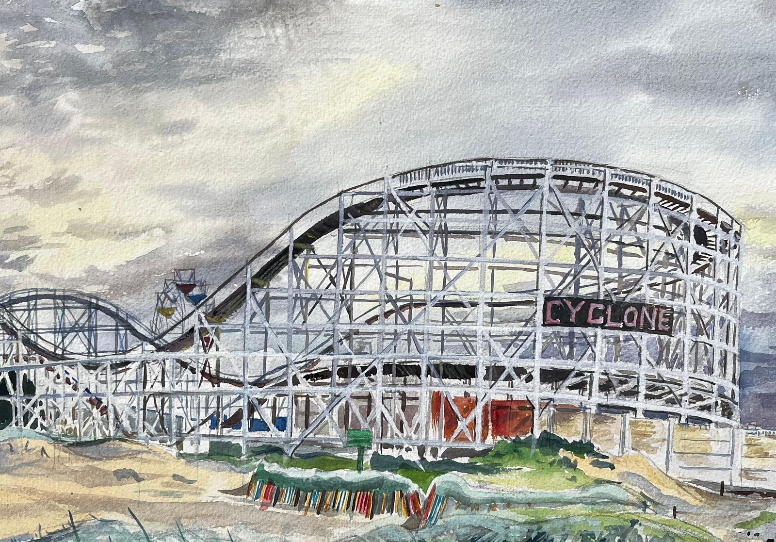 John Steane (B.1931)southport Cyclone Rollercoaster Fairground Scene 1959 By John Steane1959 photo buy