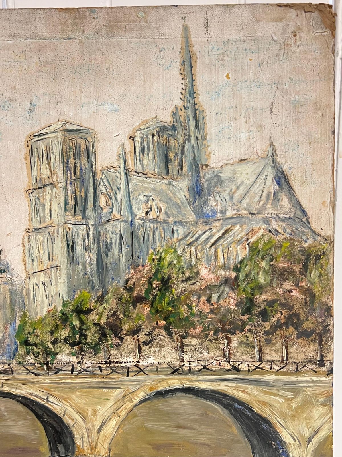 Jean Fourienotre Dame De Paris With Bridge Over The Seine Landscape Oil Painting photo buy