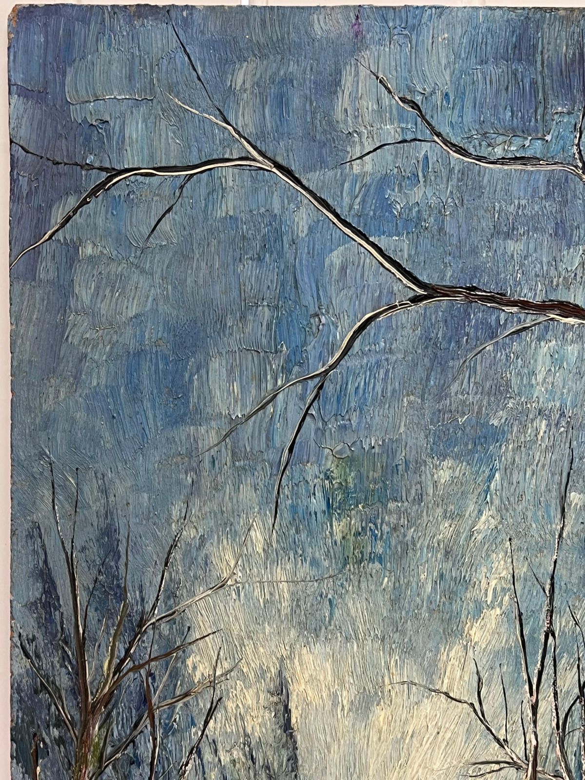 photo furniture Jean Fouriebare Trees Along A Riverbend In Winter Light Oil Landscape Painting