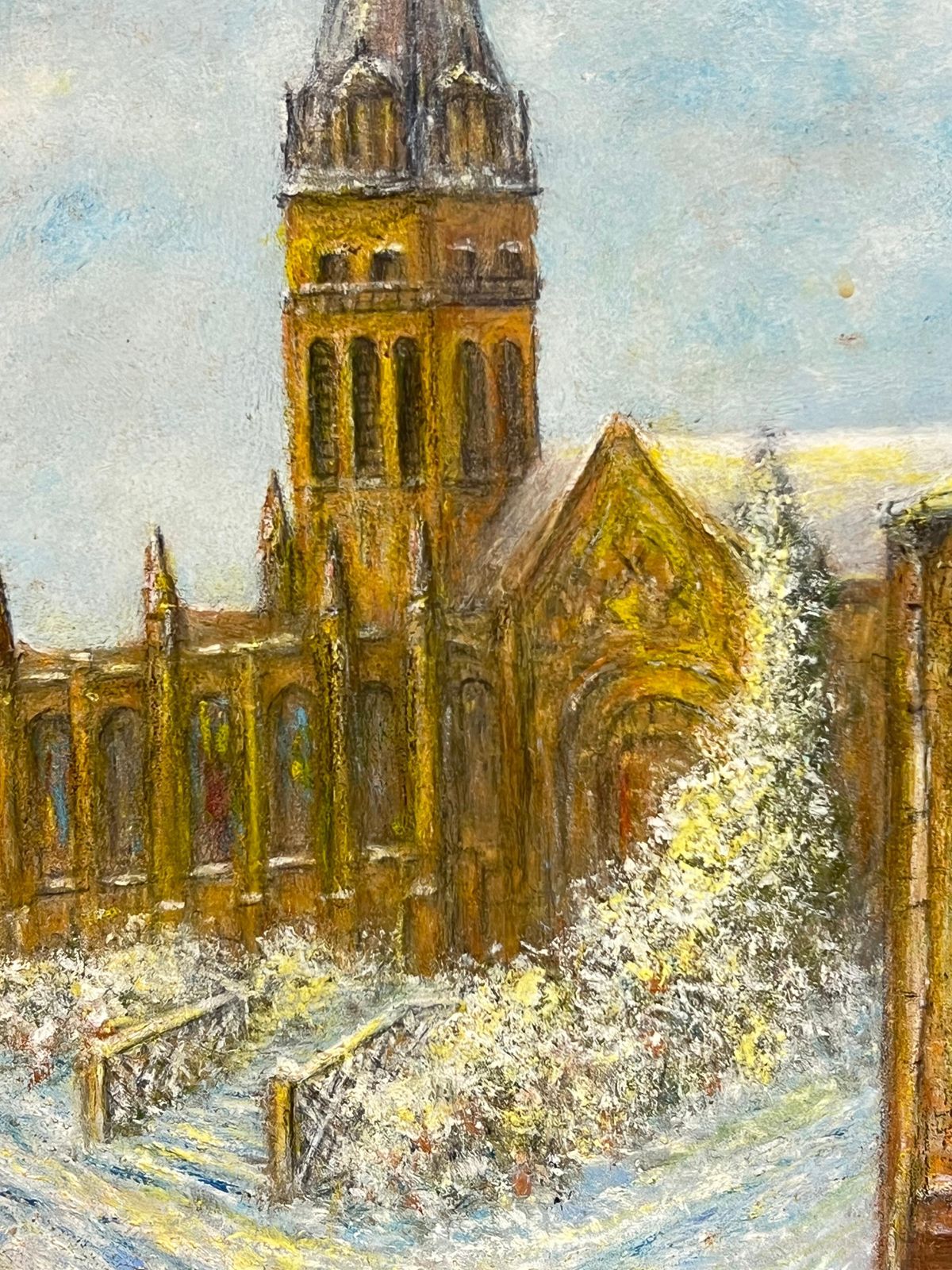 Jean Fouriesnow Covered Street Leading To The Church Yard Winter Oil Landscape Painting photo furniture
