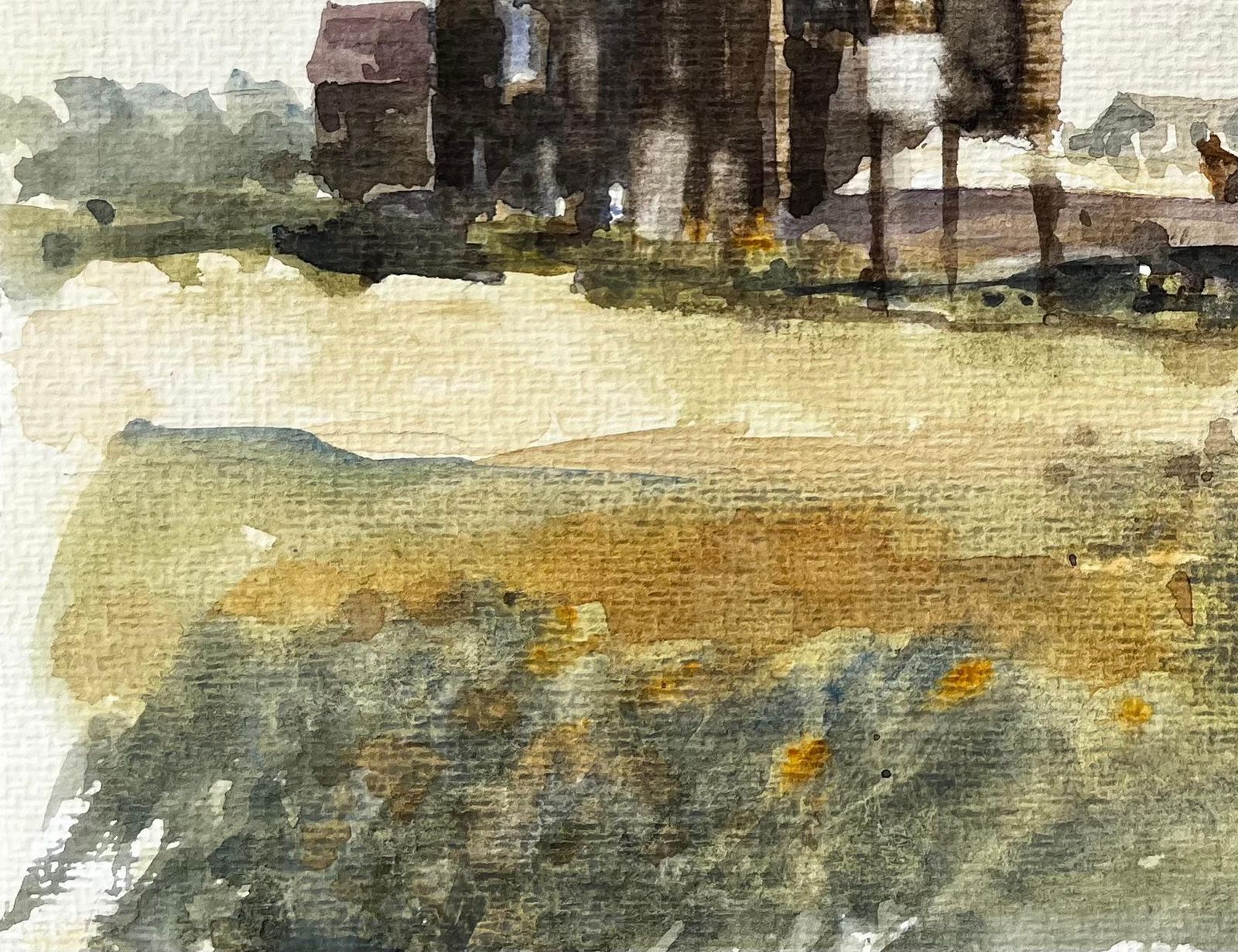 Anthony Herbertweathered Coastal Boathouse With Fishing Boats And Dunes Watercolour Painting photo Art