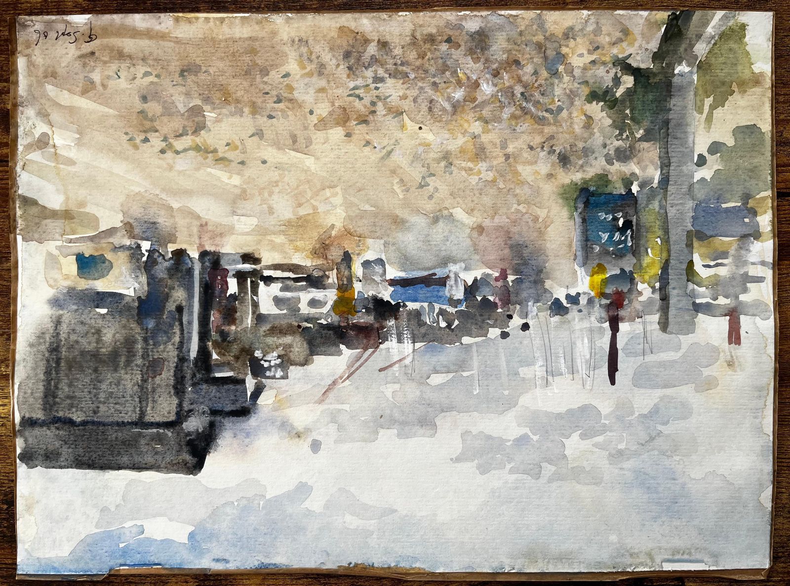 Anthony Herbertweathered Coastal Boathouse With Fishing Boats And Dunes Watercolour Painting photo vintage