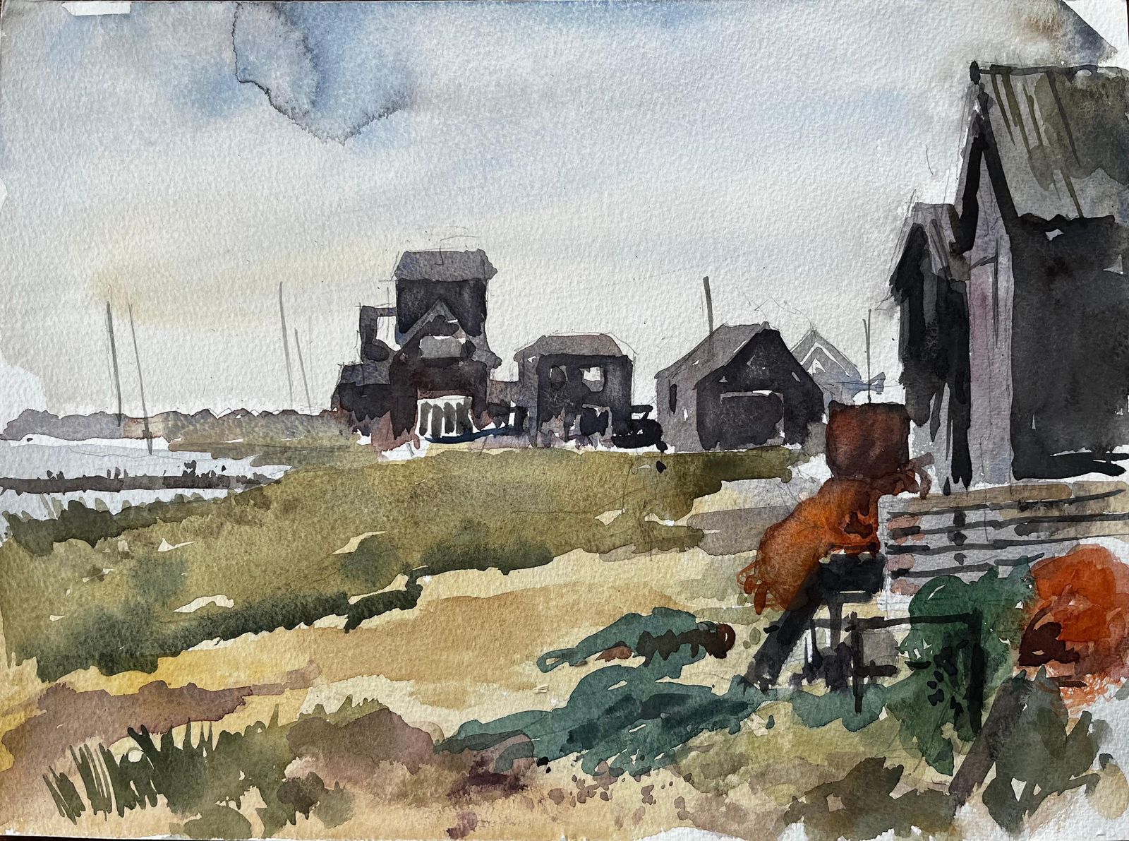 Anthony Herbertwalberswick Black Sheds And Fishing Nets Suffolk Coast Landscape 19961996