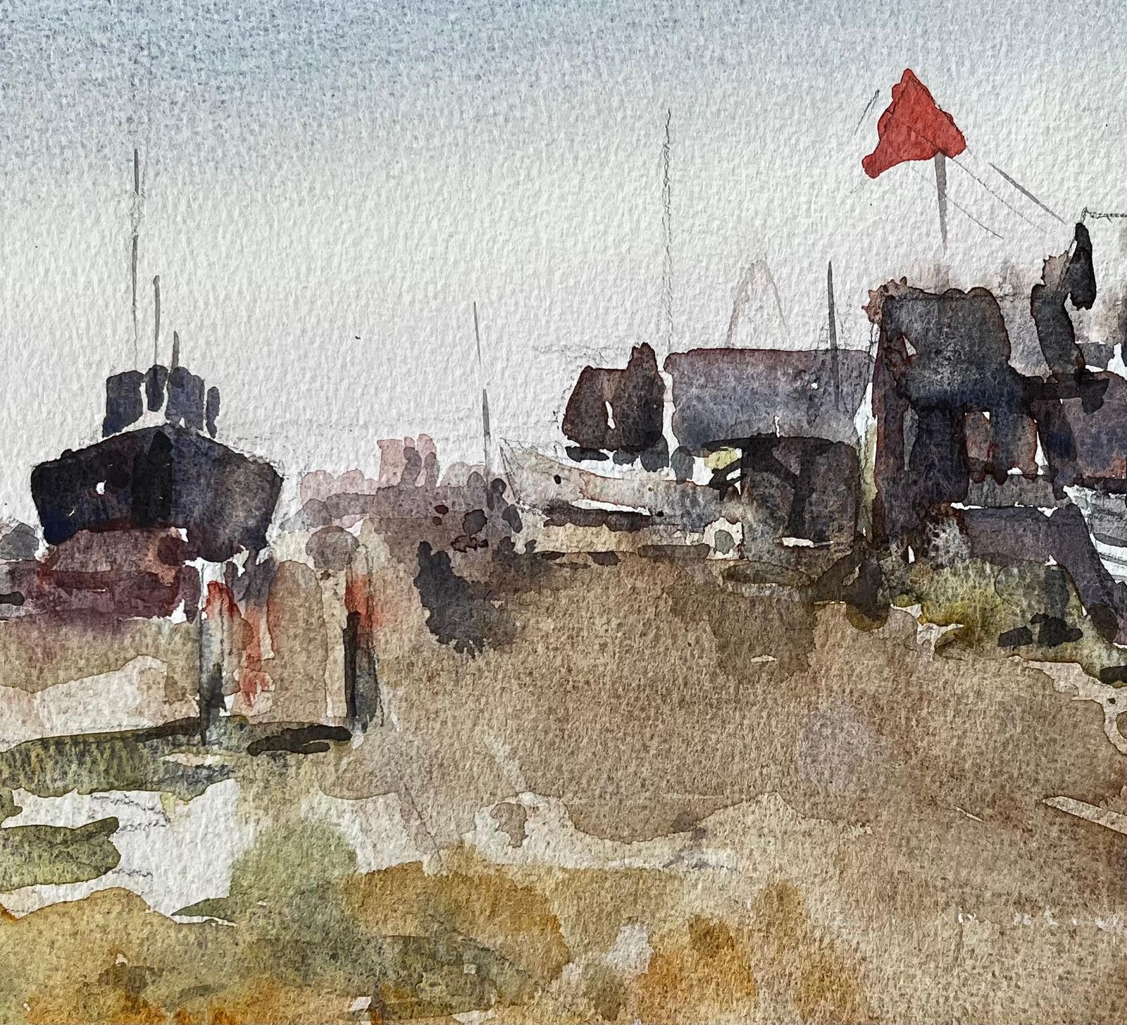Anthony Herbertfishing Boats And Boat Sheds On Coastal Marsh May 1998 By Tony Herbert1998 photo 585.0