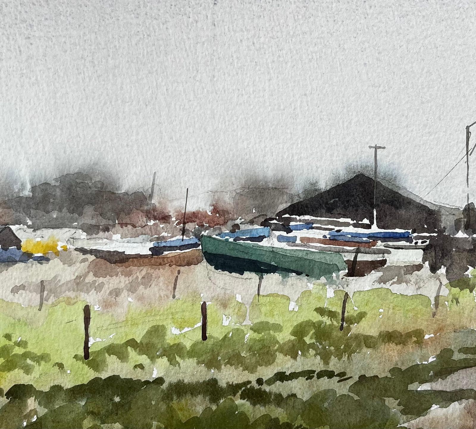 Anthony Herbertboat Yard With Green Dinghy And Barn Suffolk Coastal Scene April 19941994 photo buy