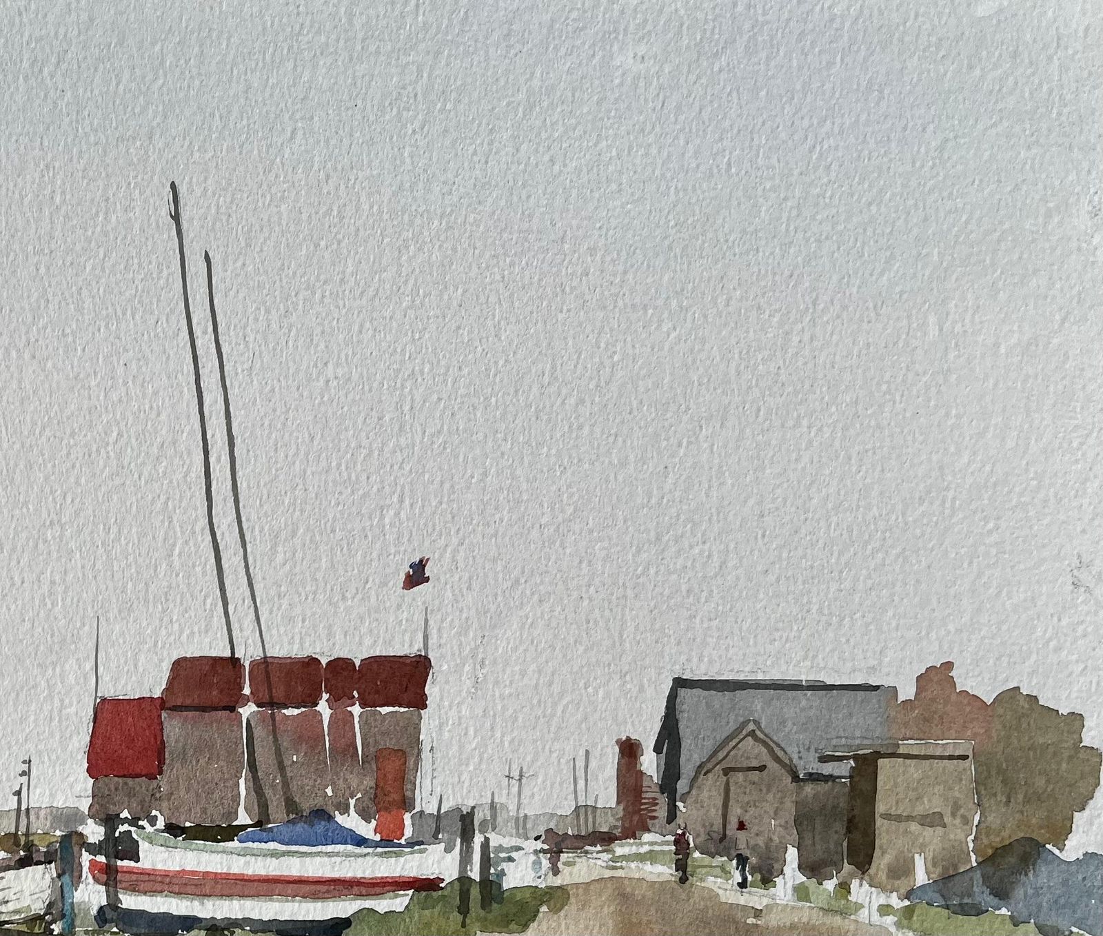 Anthony Herbertsouthwold Harbour Boats And Boat Sheds With Jetty And Estuary Mudflats 1992 photo Art
