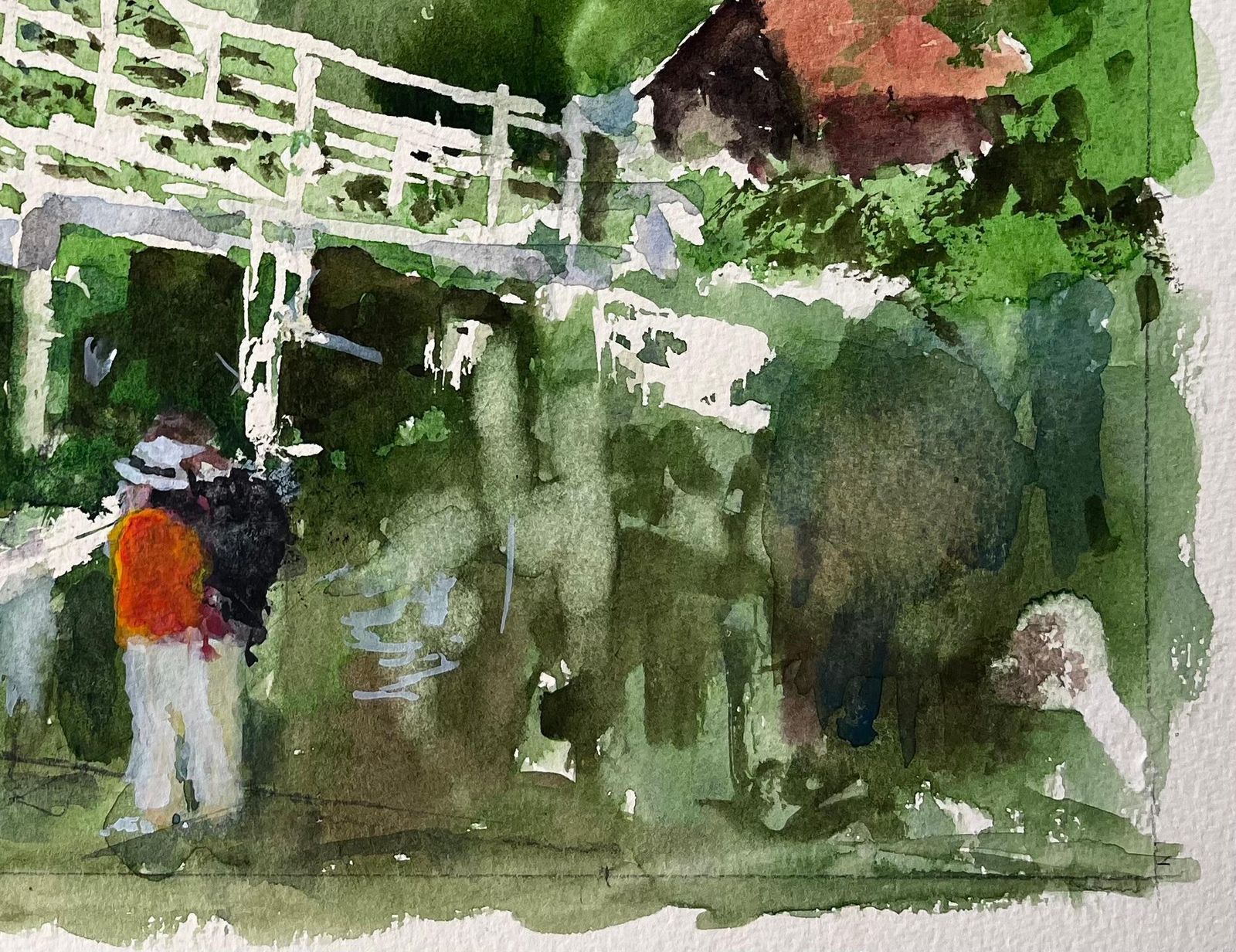 Anthony Herbertflatford Mill Suffolk White Footbridge And Figures In Summer Landscape photo 595.0