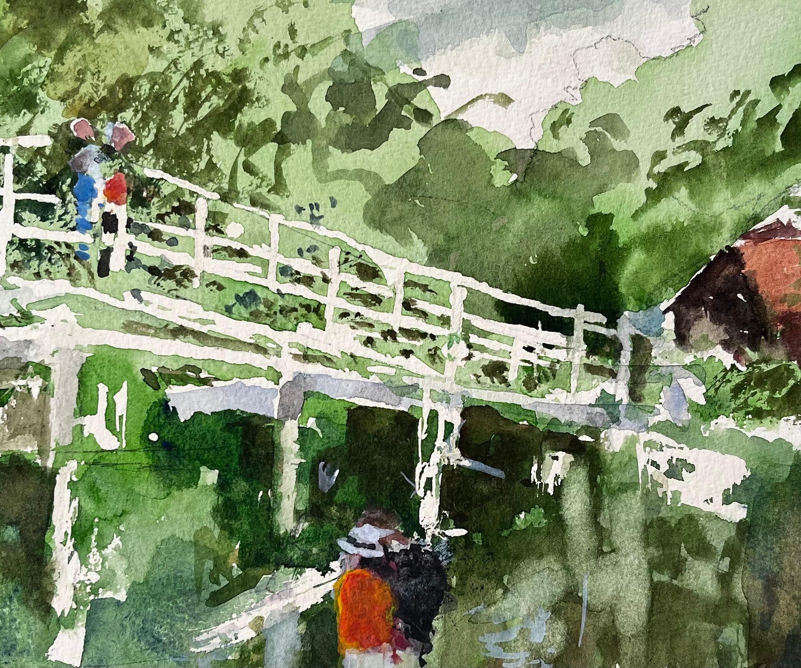 Anthony Herbertflatford Mill Suffolk White Footbridge And Figures In Summer Landscape photo buy