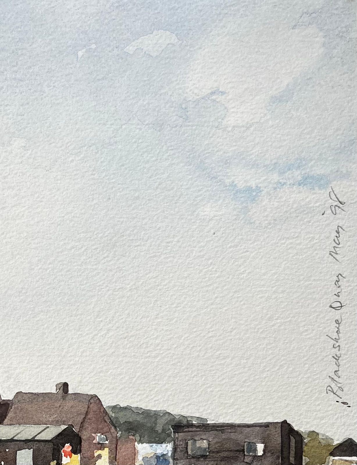 Anthony Herbertoriginal Watercolour Blakesley Quay Suffolk Coastal Buildings And Sand Scene1993 photo vinterior