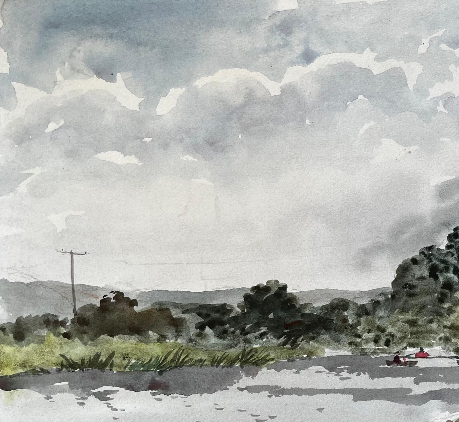 Anthony Herbertbude Canal Cornwall Riverside Boathouse Scene Watercolour Landscape 19781978 photo 499.0