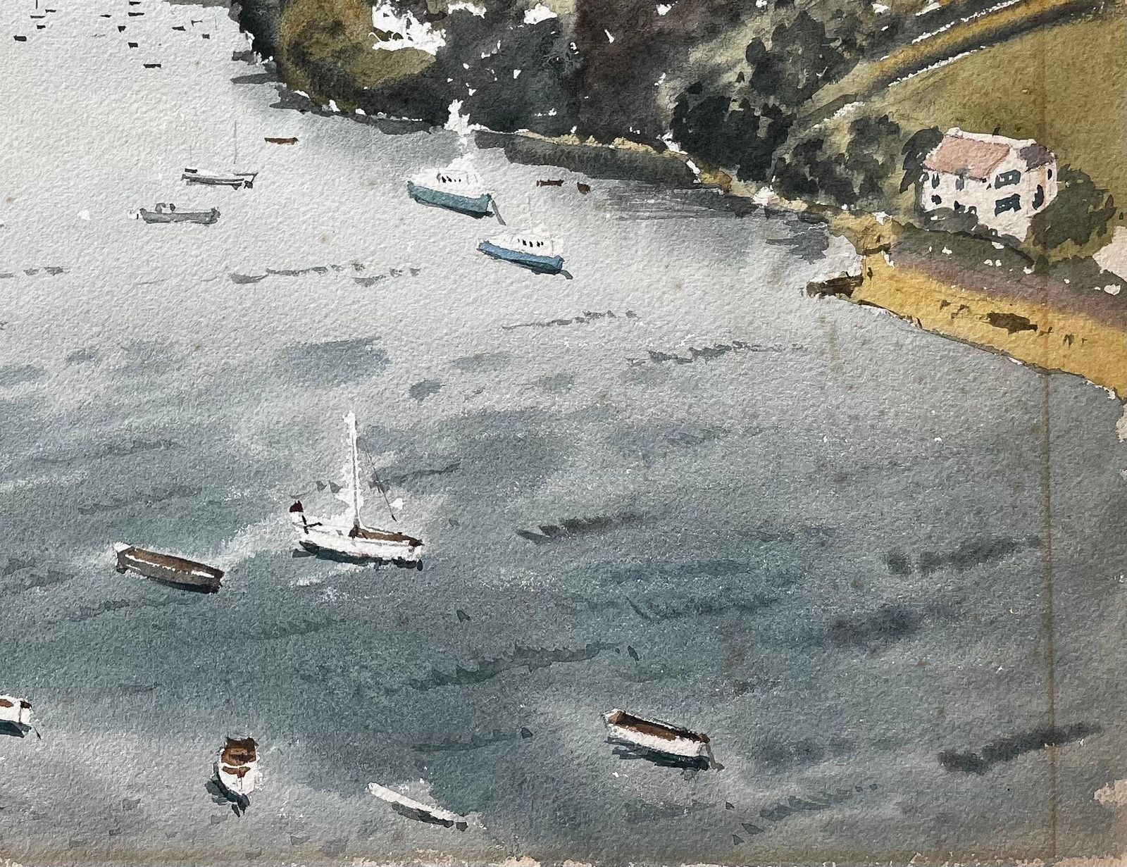 Anthony Herbert1963 Watercolour Of Salcombe Harbour Devon With Boats, Estuary And Hillside View1963 photo Art
