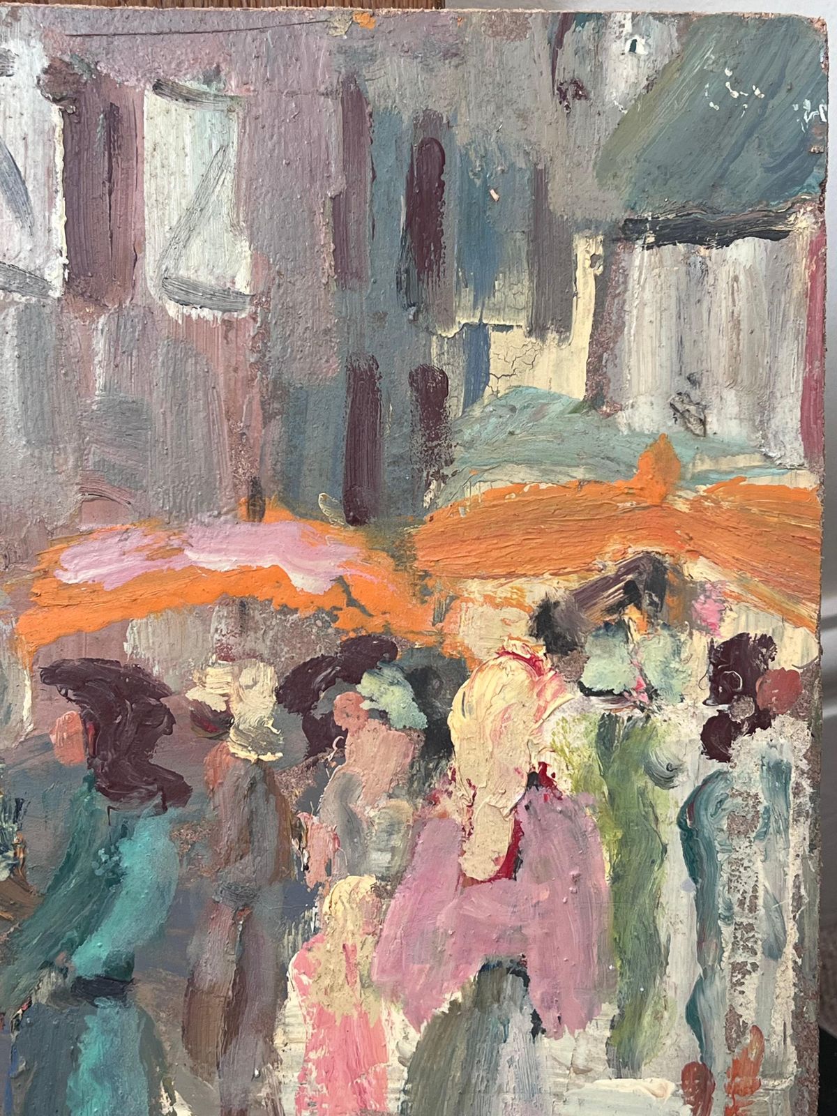 Fanch Lelfigures At The Summer's Day French Parasol Market Landscape Oil Painting photo furniture