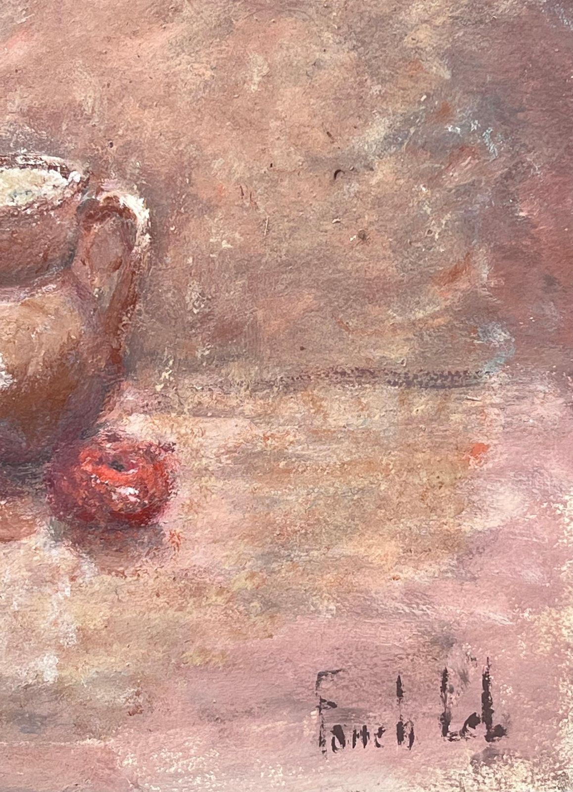 Fanch Lelstill Life Red Apples Spilling From Woven Basket  And Ceramic Jug Oil Painting1999 photo Art