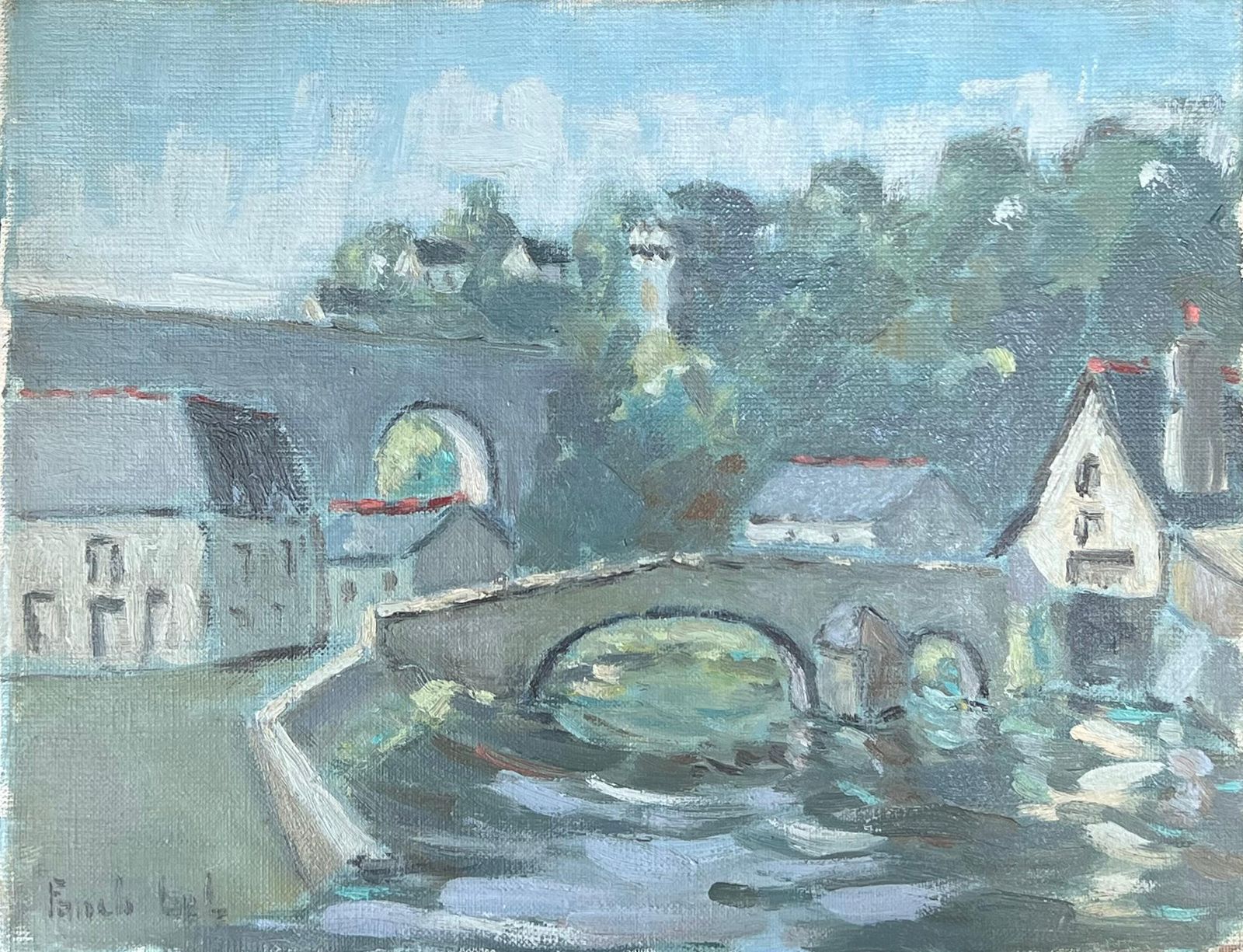 Fanch Lelgentle View Of Pont Aven Bridge Brittany France Landscape Oil Painting