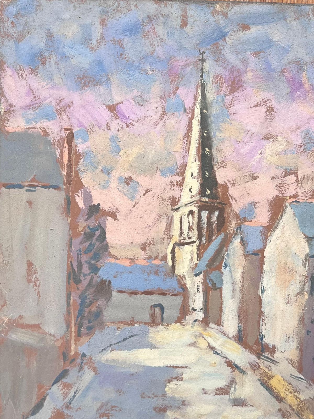 Fanch Lelfrench Dappled Light Street Path Leading To The Church Landscape Oil Painting photo furniture
