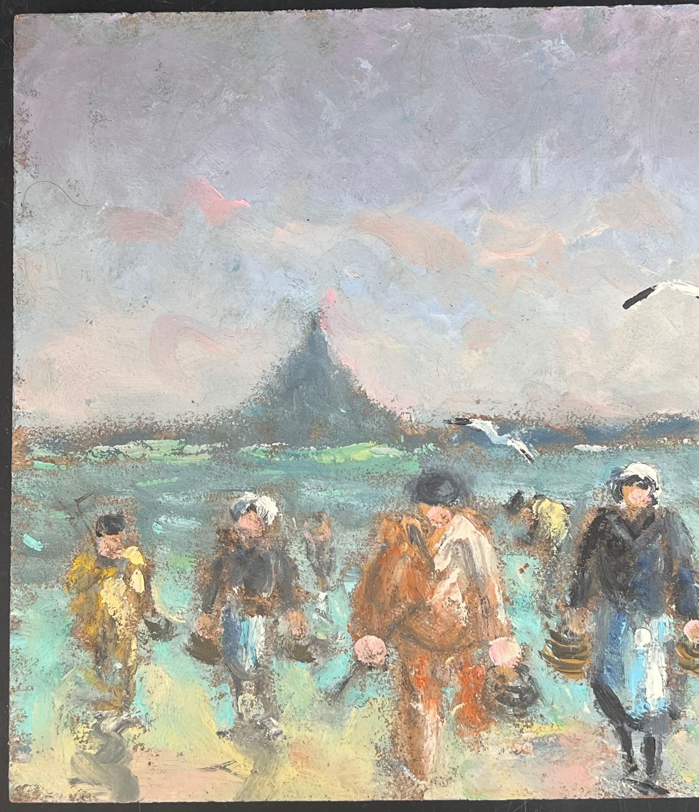 Fanch Lelfishermen & Figures Carrying Their Catches In Wicker Baskets French Oil Painting photo 422.0