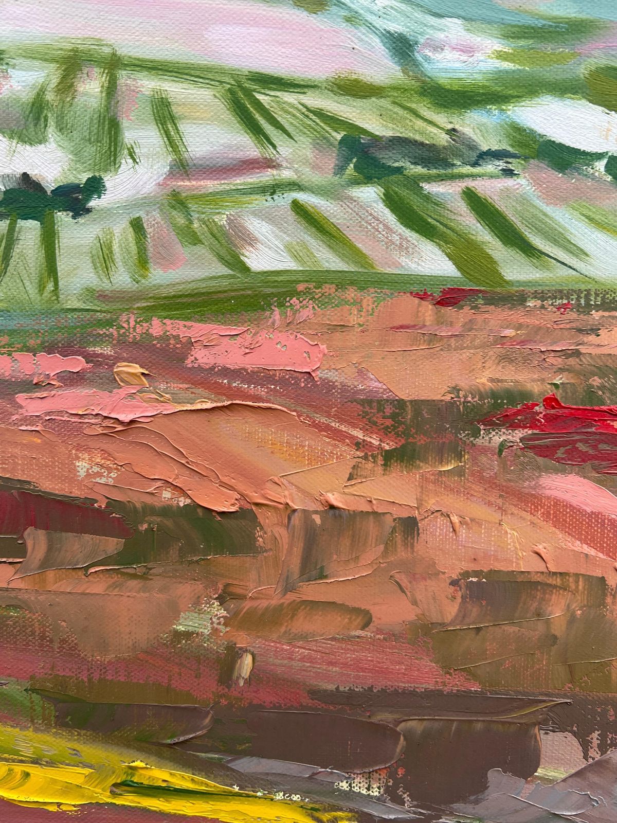 Spanish Artistcontemporary Spanish Oil Vibrant Fields Under Vast Sky Impressionist Landscape1996 photo buy