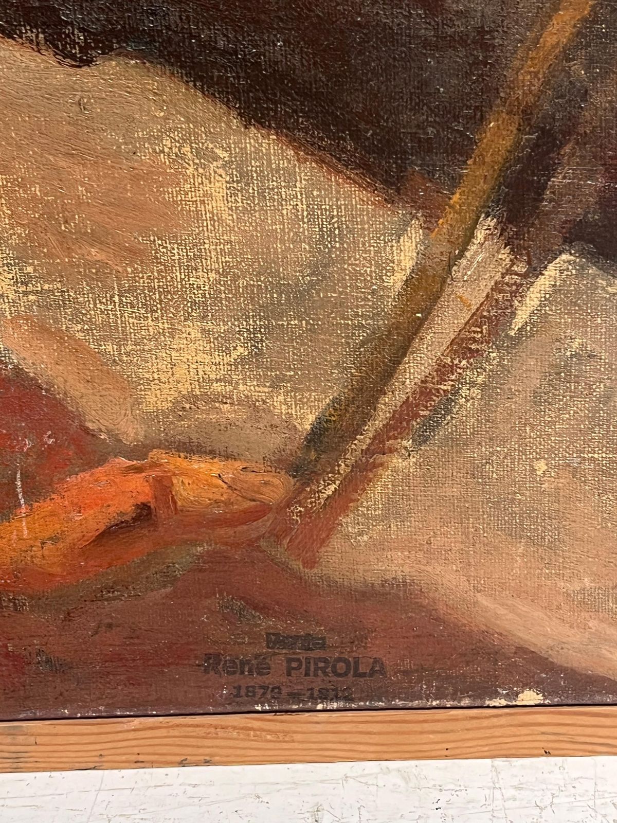 René Pirola Antique French Impressionist Self Portrait Of Artist 1900's Oil Painting Canvas photo for sale
