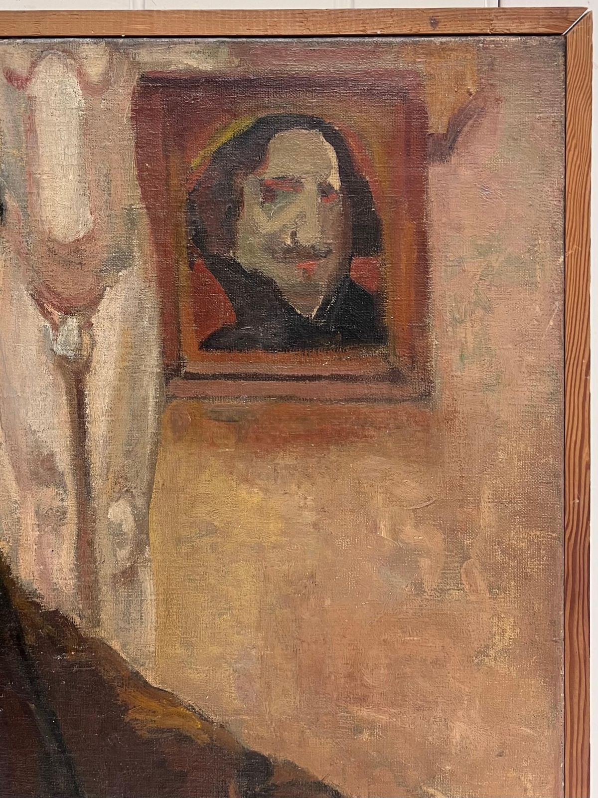 René Pirola Antique French Impressionist Self Portrait Of Artist 1900's Oil Painting Canvas photo vinterior