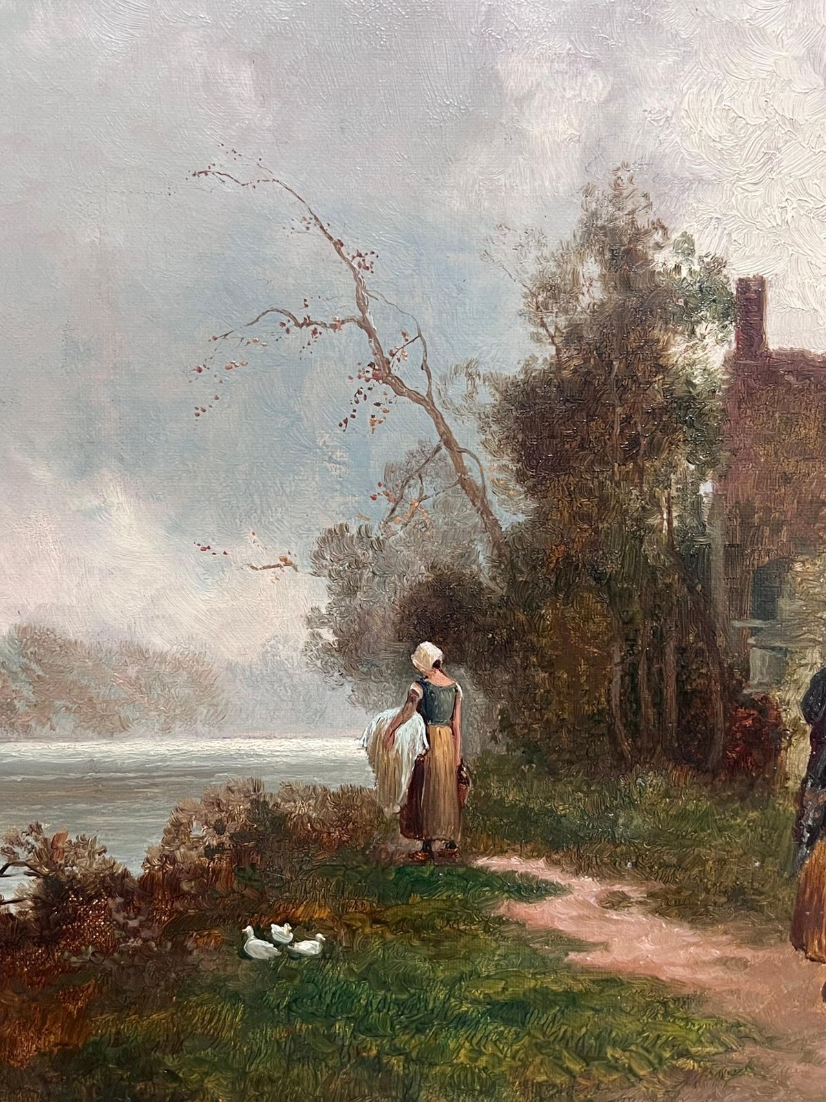 photo for sale James Walter Gozzard (1888 1950)fine Victorian British Oil Painting Young Family Walking To Church Twilight