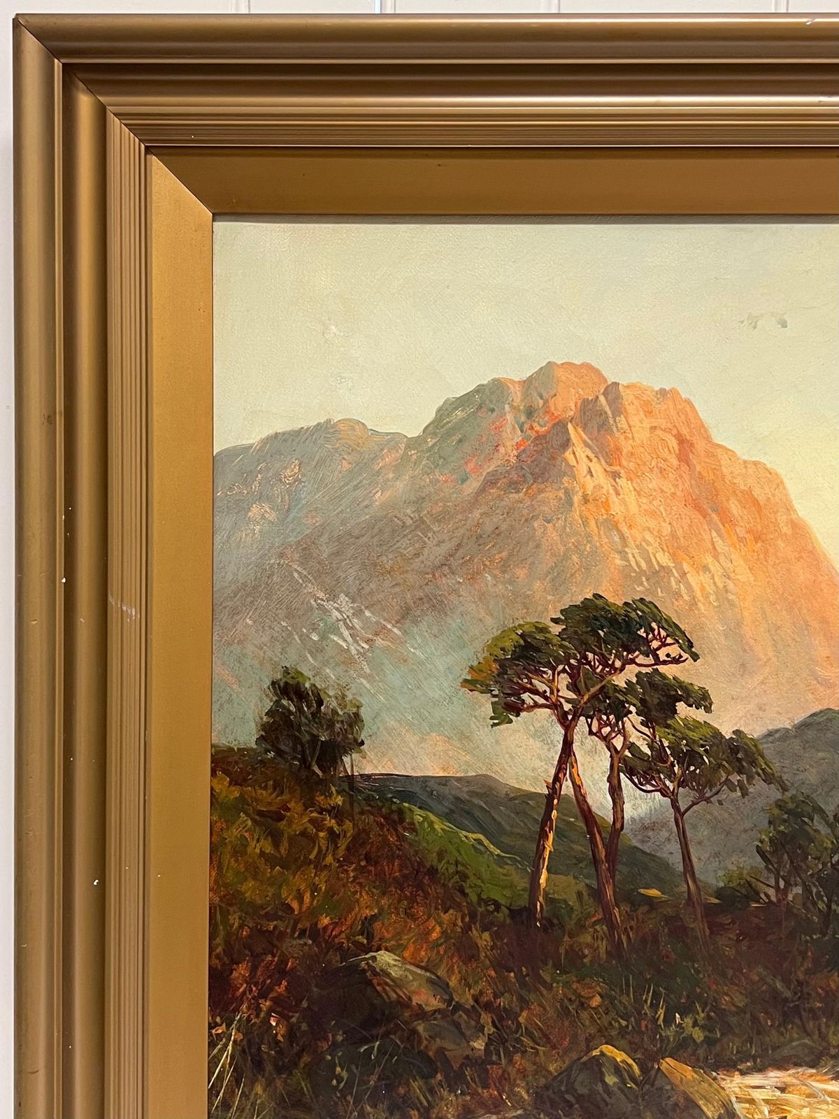 F. E. Jamiesonantique Scottish Highlands Sunset Over The River Glen Valley Signed Oil Painting1920's photo vinterior
