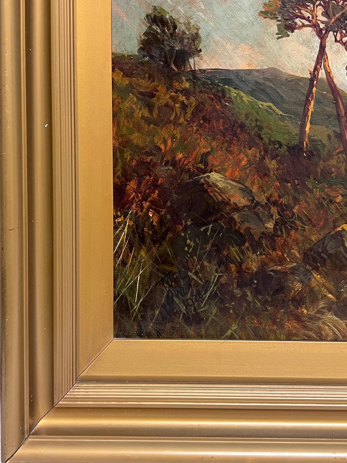 photo furniture F. E. Jamiesonantique Scottish Highlands Sunset Over The River Glen Valley Signed Oil Painting1920's