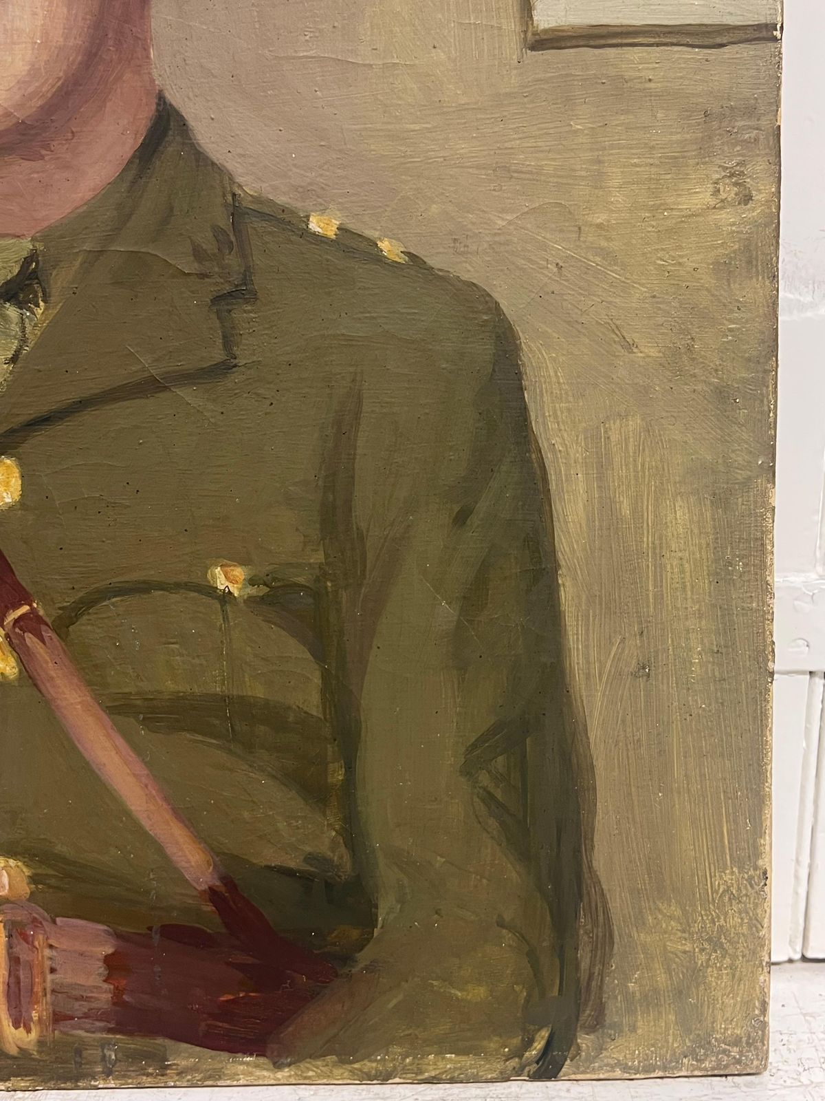 Kathleen Emily Temple Bird (British 1879   1962)portrait Of Ww11 British Army Officer Soldier Antique English Oil Painting photo Art