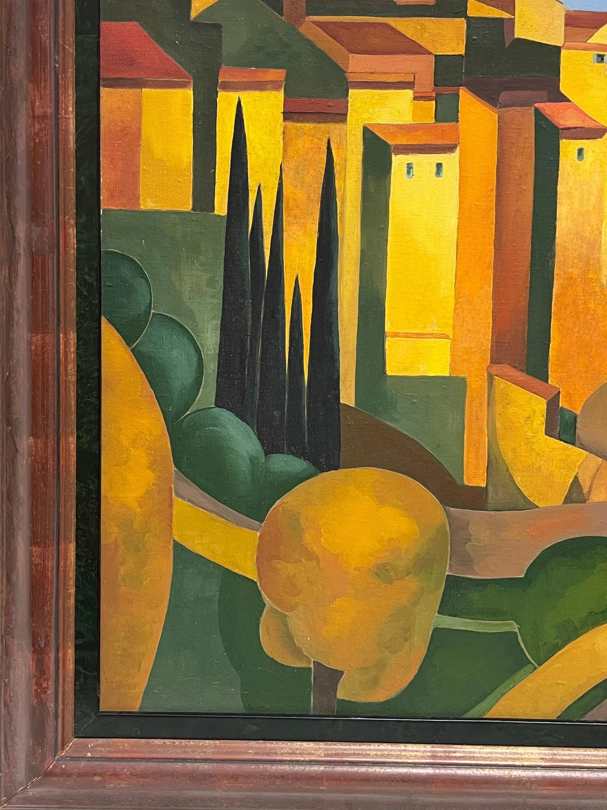 French Schoollarge 1990's French Contemporary Signed Oil Painting Gordes Luberon Provence1995 photo buy