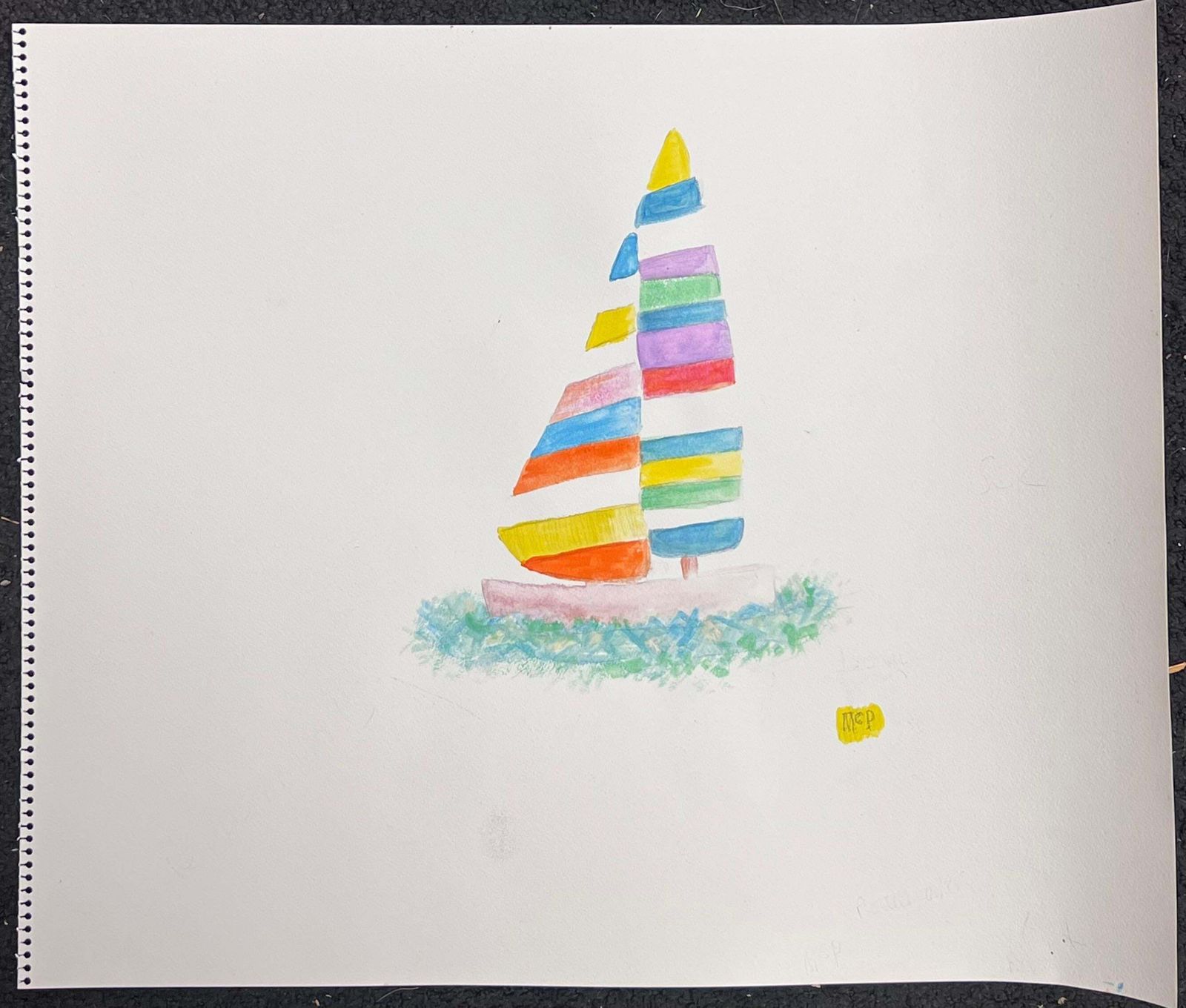 Paddy Mccormackcolorful Irish Contemporary Abstract Painting Sailing Boat At Sea2025 photo furniture