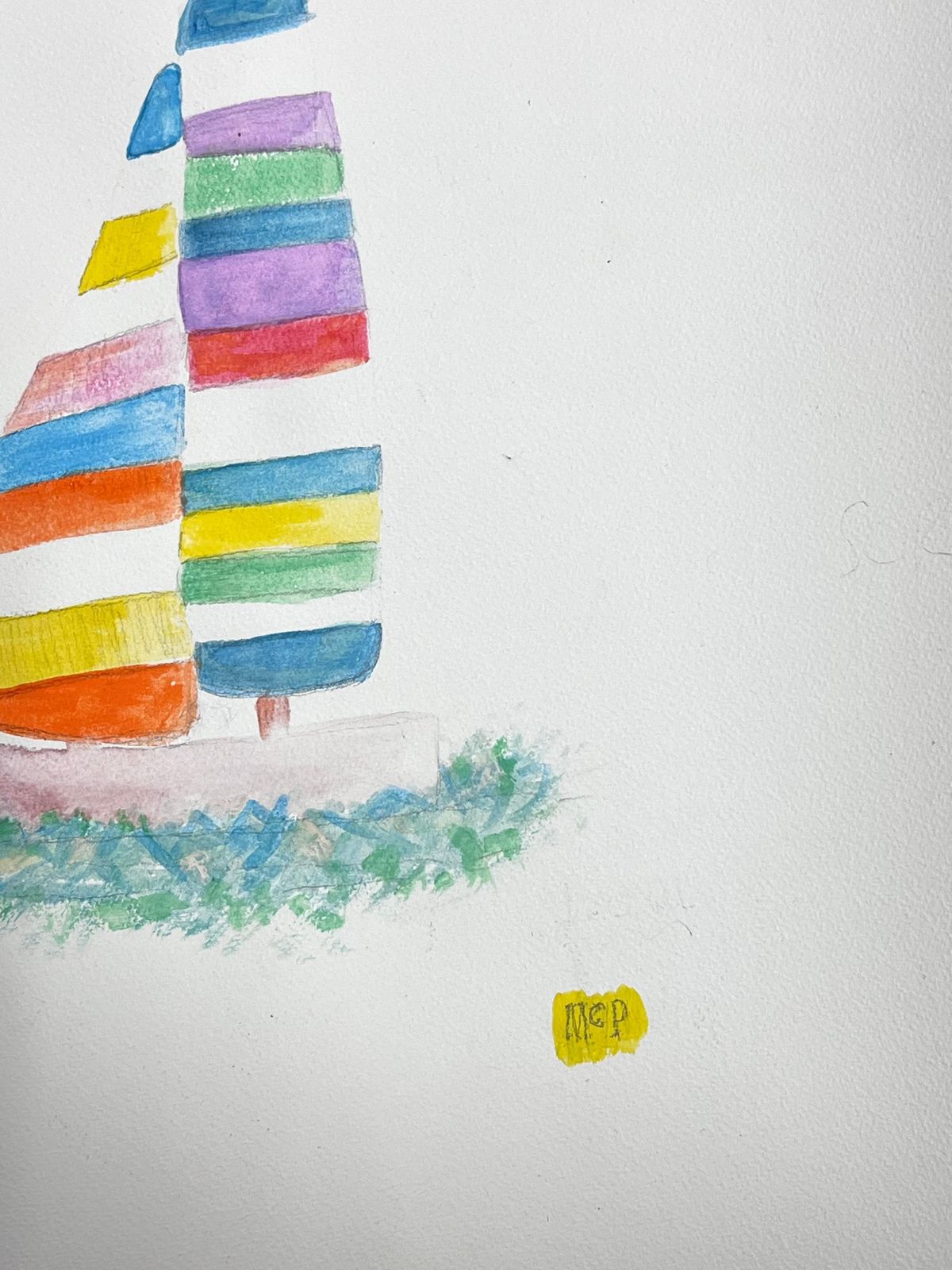 Paddy Mccormackcolorful Irish Contemporary Abstract Painting Sailing Boat At Sea2025 photo for sale