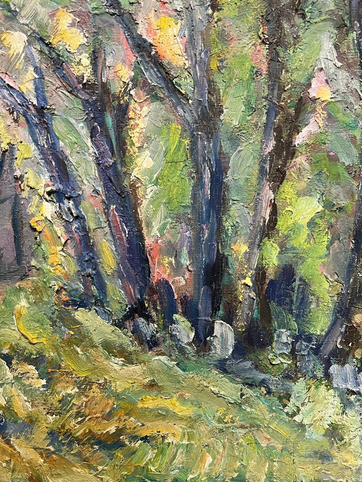 French Schoolfrench Post Impressionist Oil Painting 1975 Avenue Of Large Trees Landscape1970's photo vinterior