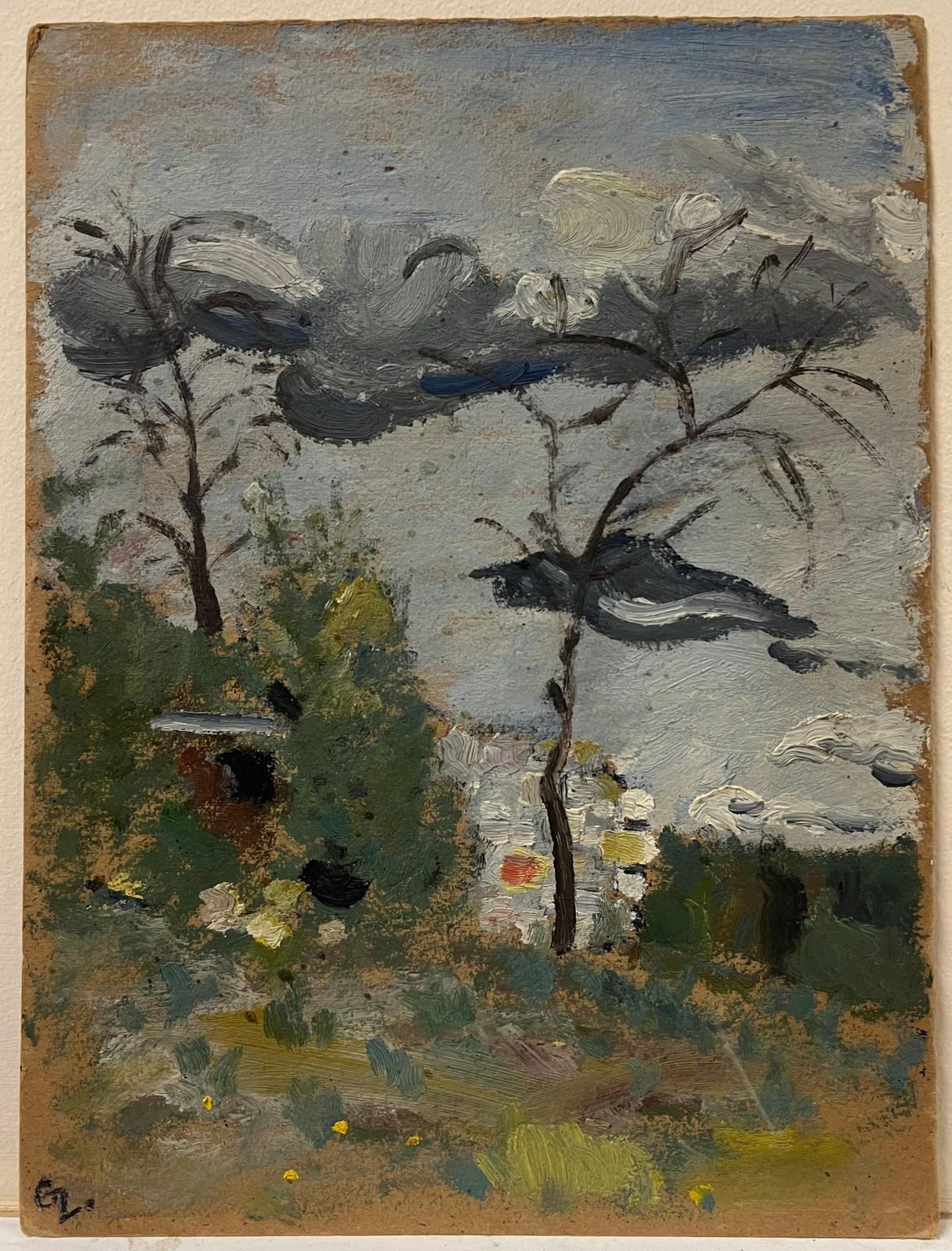Genevieve Zondervan (1922 2013)mid 20th Century French Oil Painting Moody Landscape With Trees & Overcast Skyc. 1960's photo 370.0